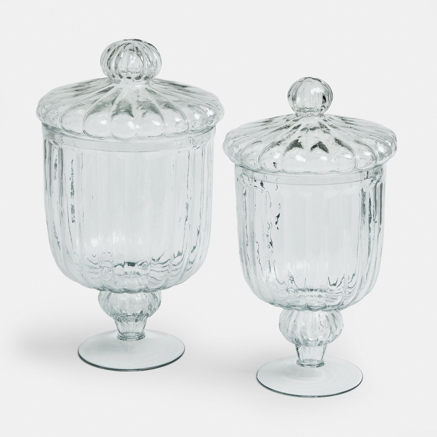Glasdose 2er Set Mélomiane Set von zwei transparenten Glasbehältern mit Deckeln und Fuss für Dekoration und Aufbewahrung