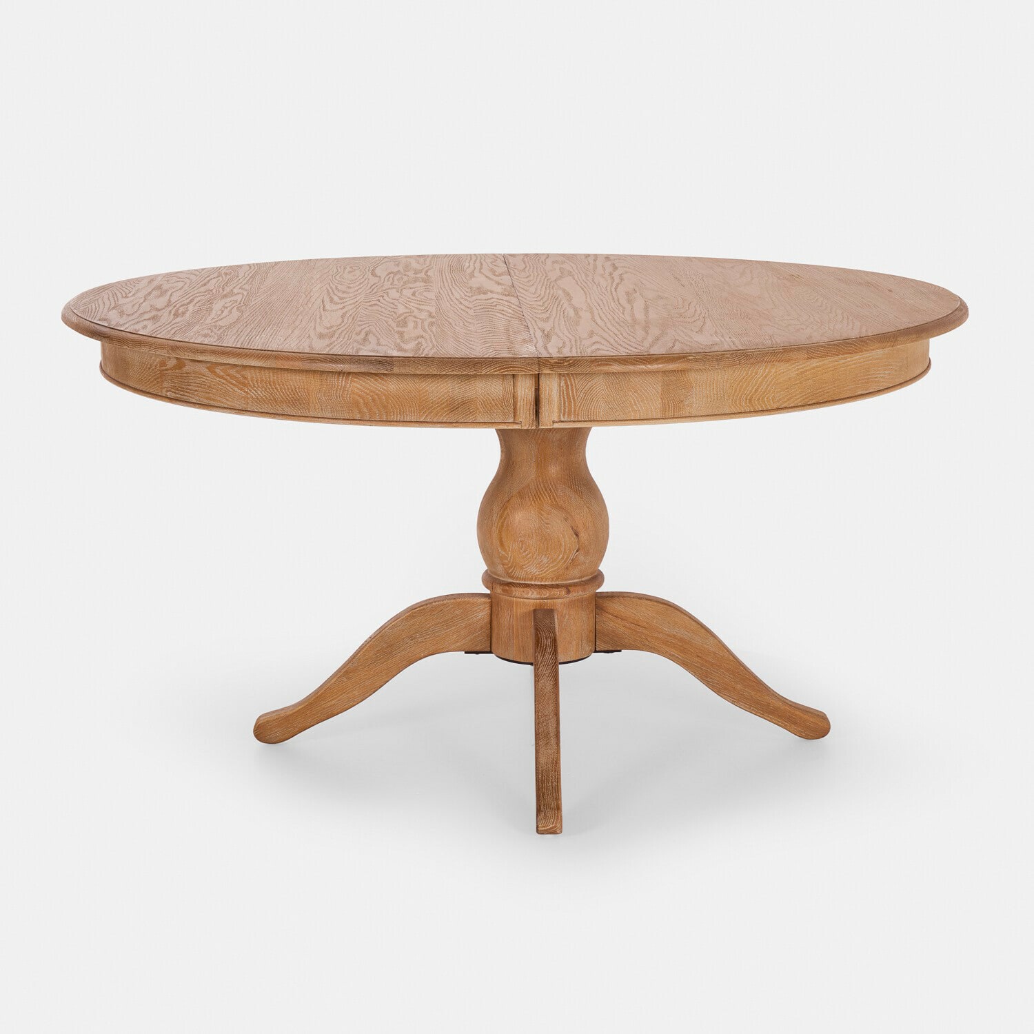 Tisch Beaumont Ovaler Esstisch aus naturfarbenem Eichenholz mit dekorativem Fuss, massives Holz-Möbel