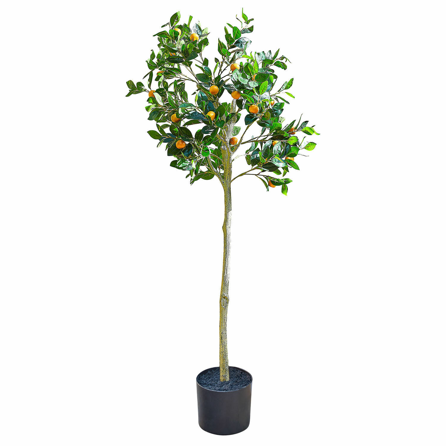 Deko-Pflanze Delbart Künstlicher Zitrusbaum in schwarzem Topf mit grünen Blättern und orangen Früchten als Dekoration.