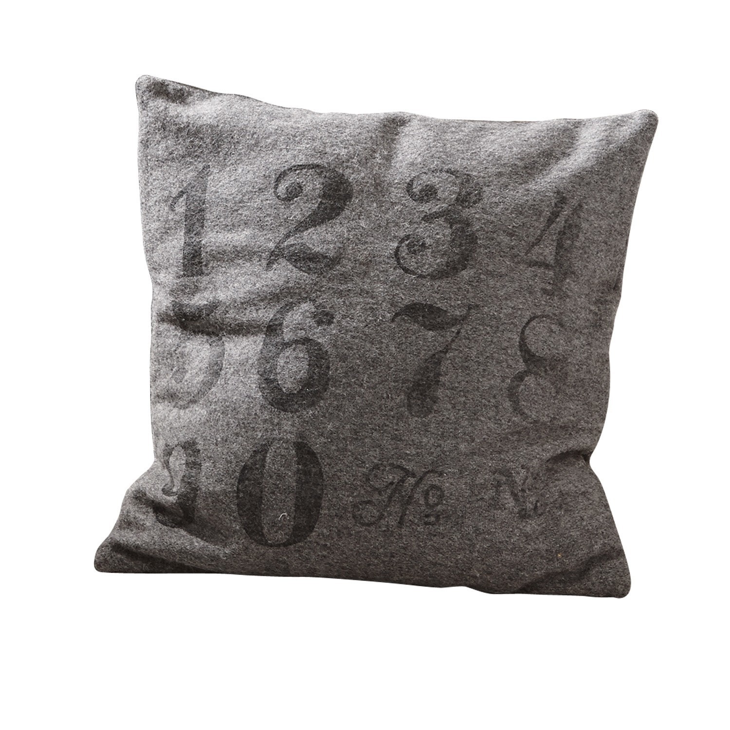 Kissen Clay Graues Dekokissen mit Zahlenmuster, weiches Material, modernes Wohnaccessoire