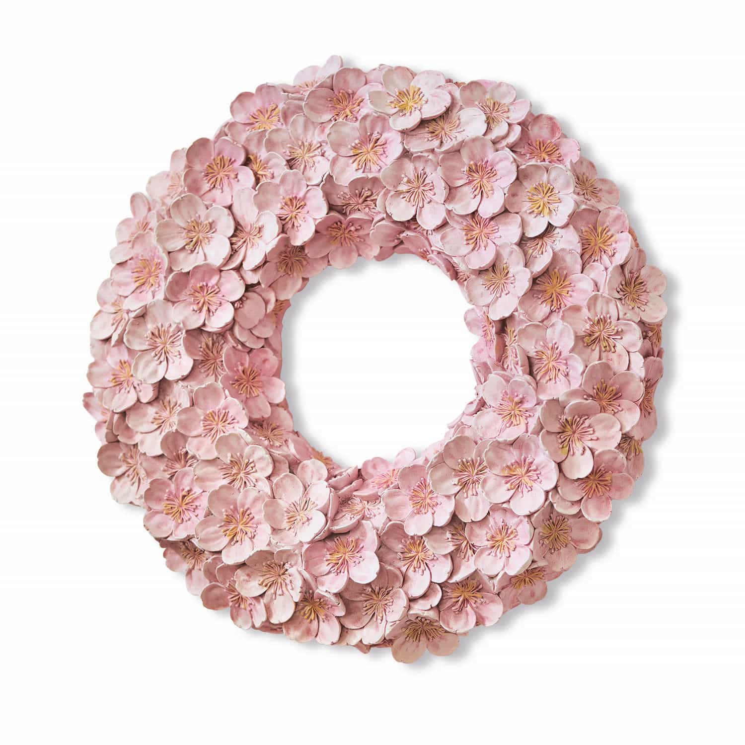 Kranz Garlan Dekorativer Kranz aus rosa Stoffblumen, ideal für eine frühlingshafte Wohnraumdekoration