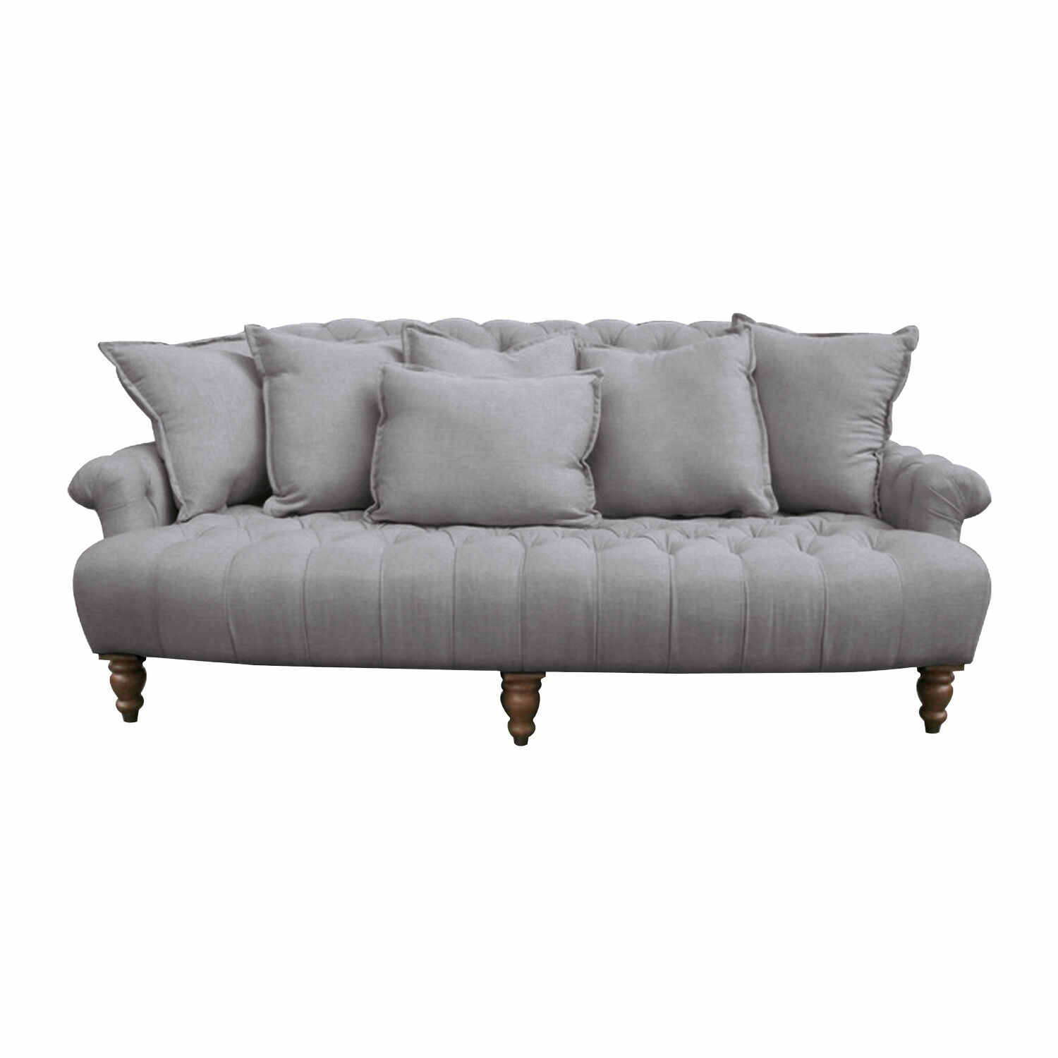 Graues Springfield Village Sofa mit Polsterung, Kissen und Holzbeinen für Wohnzimmer