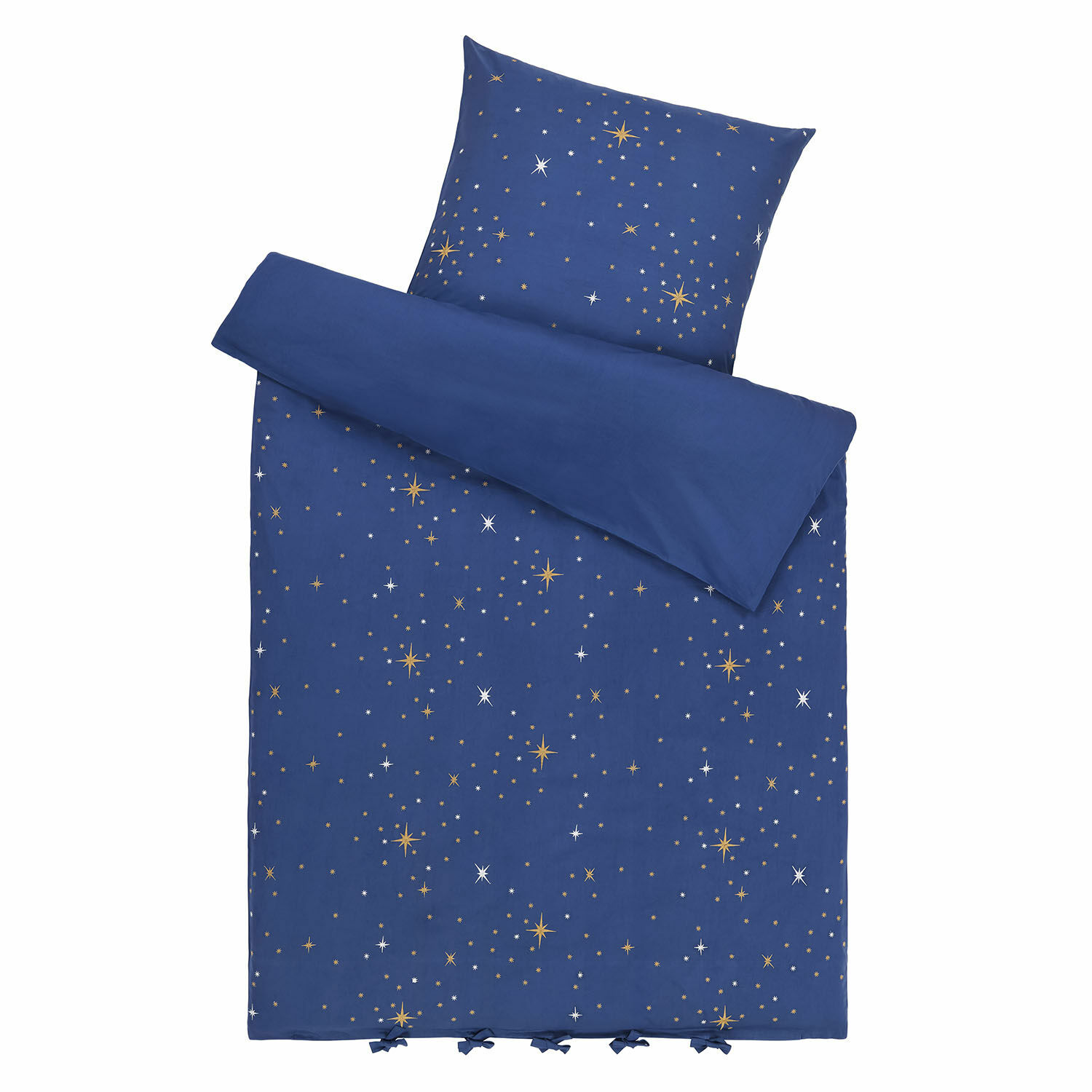 Bettwäsche Starwhisper Blaue Baumwoll-Bettwäsche mit gold-weißen Sternen, weich und dekorativ fürs Schlafzimmer