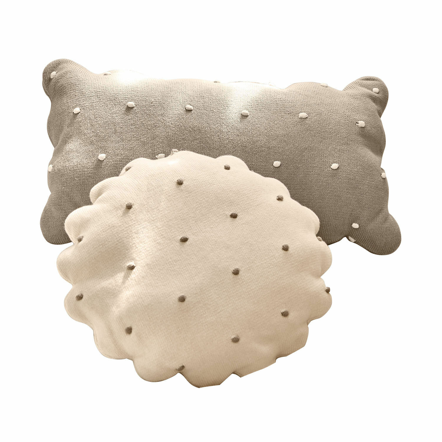 Kissen 2er Set Saphie Set mit zwei dekorativen Baumwollkissen in Beige und Grau mit kleinen Zierpunkten
