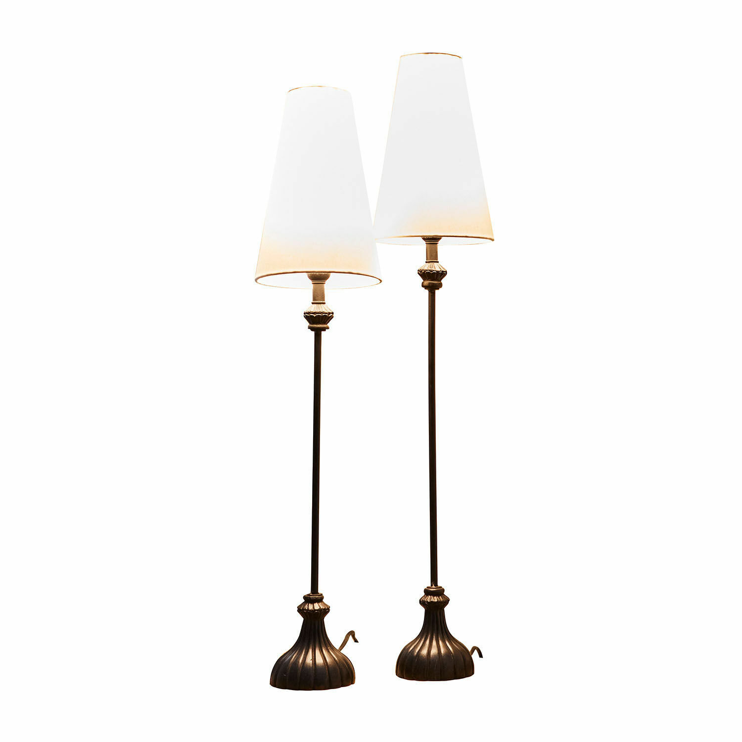 Tischlampe 2er Set Ambrosse Einige Stehlampen mit brauner Metallbasis und weissen Lampenschirmen, stilvolle Wohnraumbeleuchtung