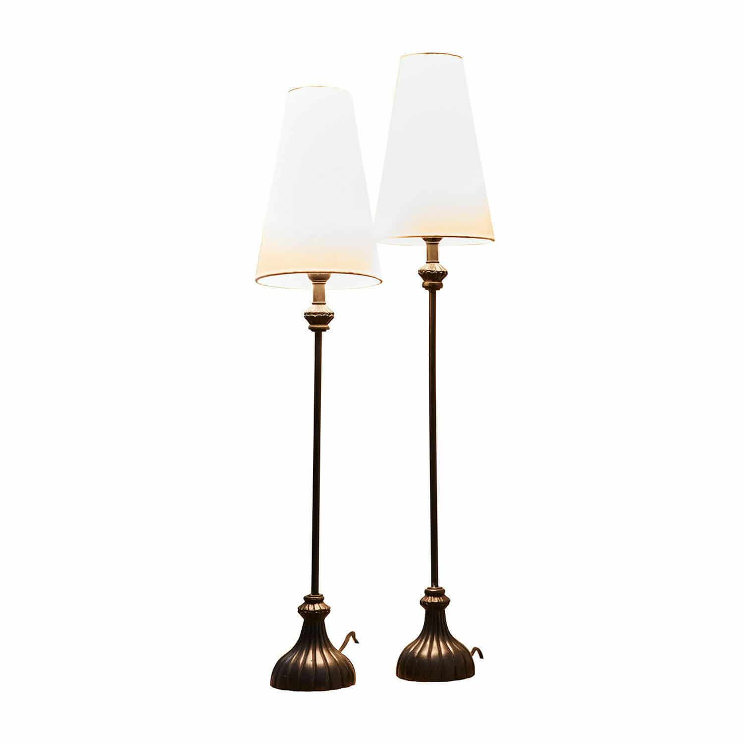 Tischlampe 2er Set Ambrosse Einige Stehlampen mit brauner Metallbasis und weissen Lampenschirmen, stilvolle Wohnraumbeleuchtung