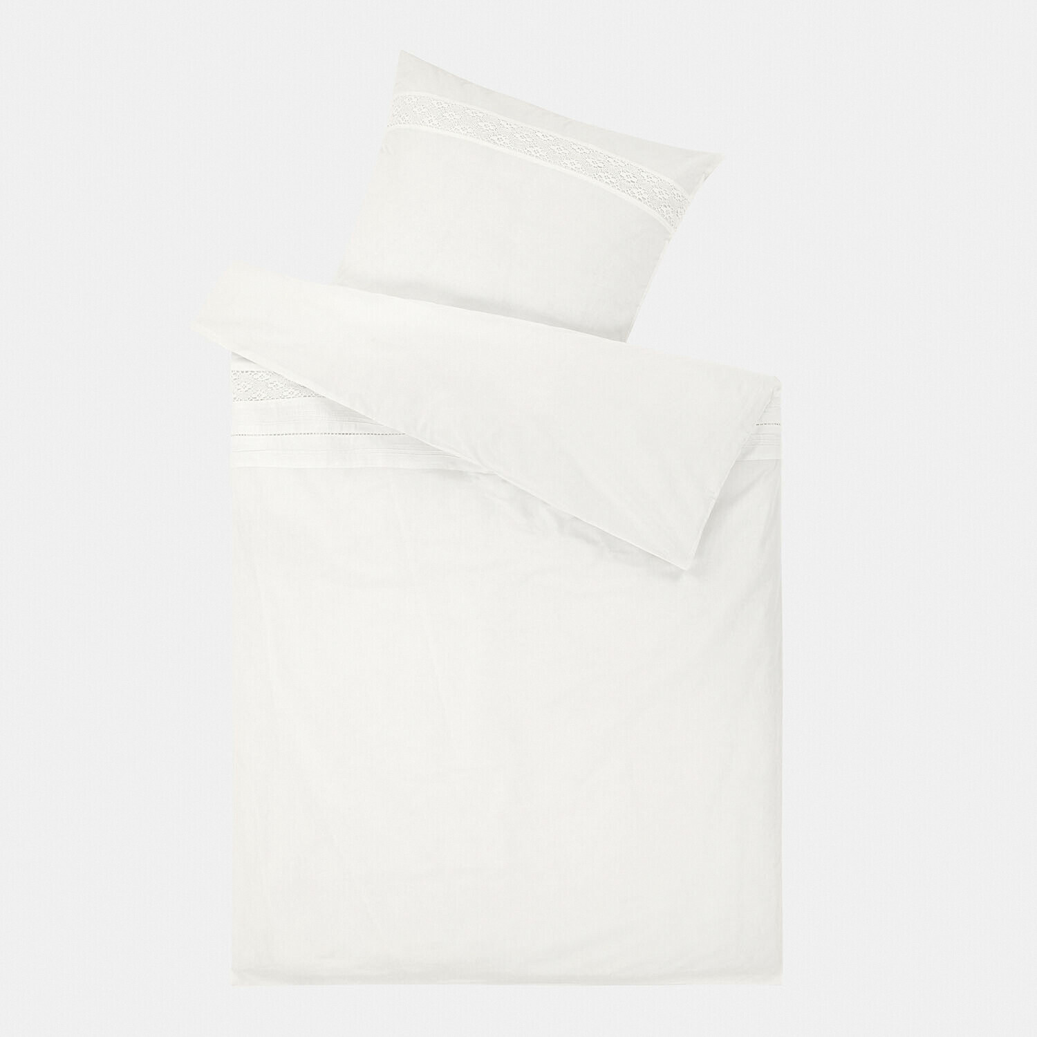 Bettwäsche Isolineas Weisse Baumwoll-Bettwäsche mit feiner Spitze, weich und ideal fürs Schlafzimmer