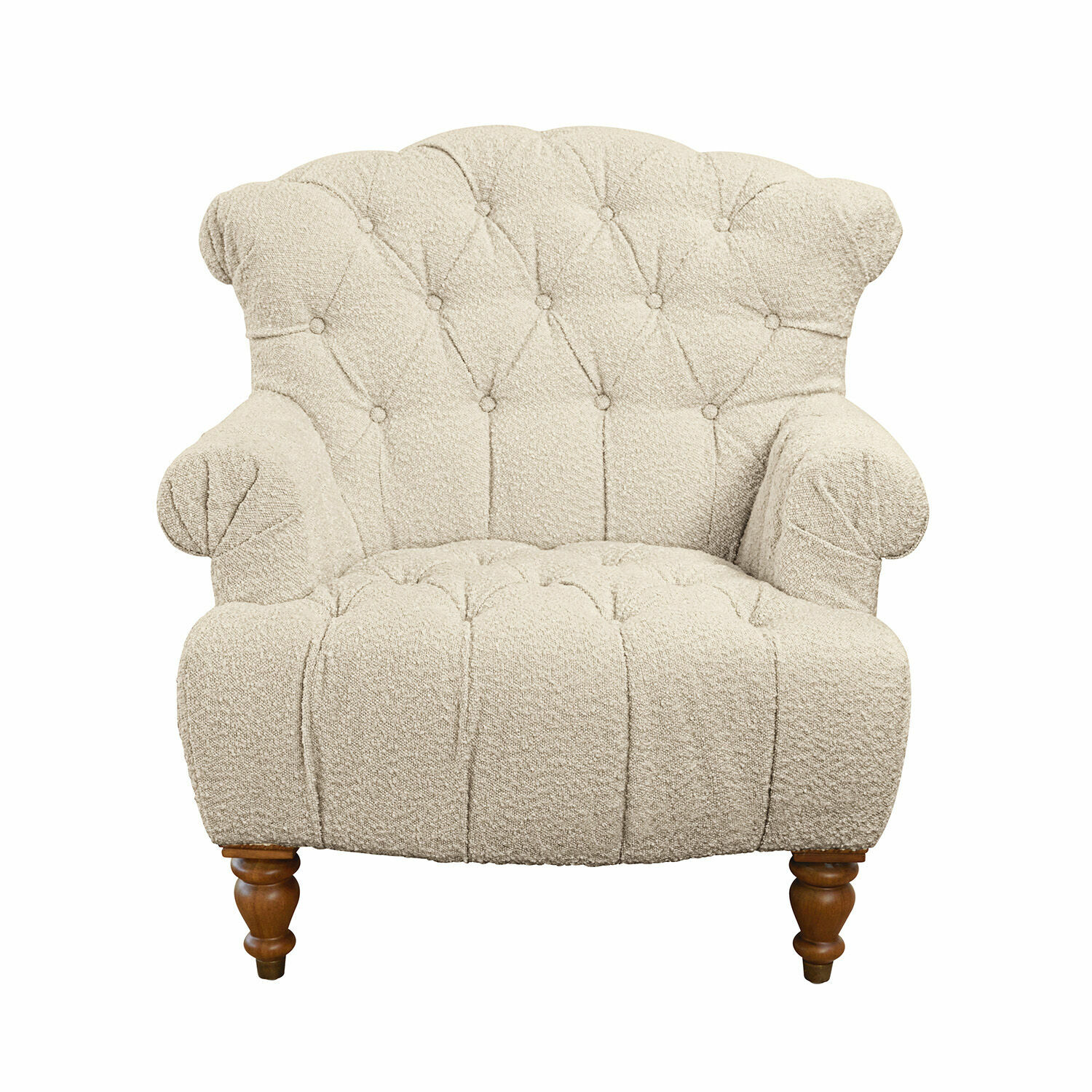 creme Cremefarbener Springfield-Sessel aus weichem Stoff mit Holzbeinen, bequemer Wohnzimmerstuhl