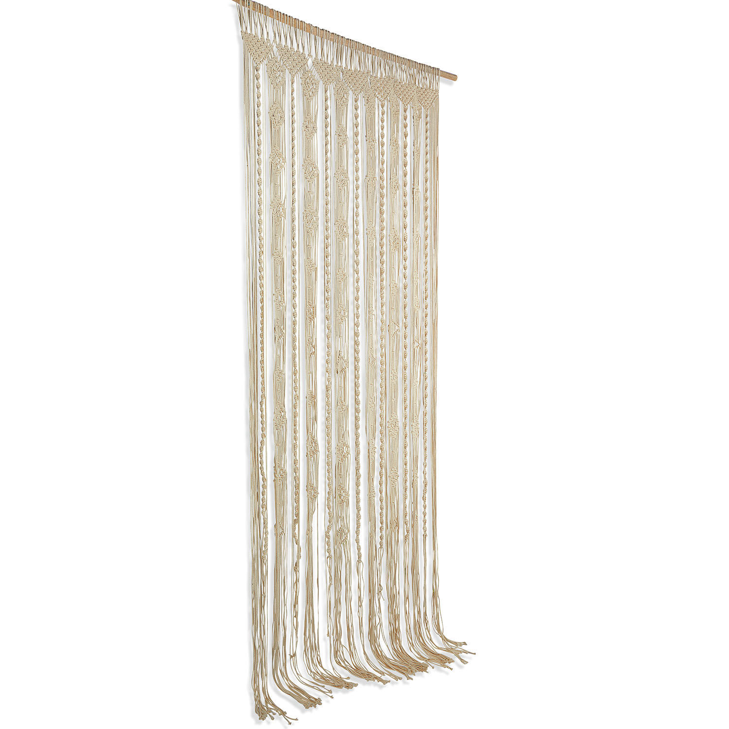 Gardine Arjun Wanddekoration Makramee aus Baumwolle in Naturfarbe, ideal für Boho- und Öko-Interieurs