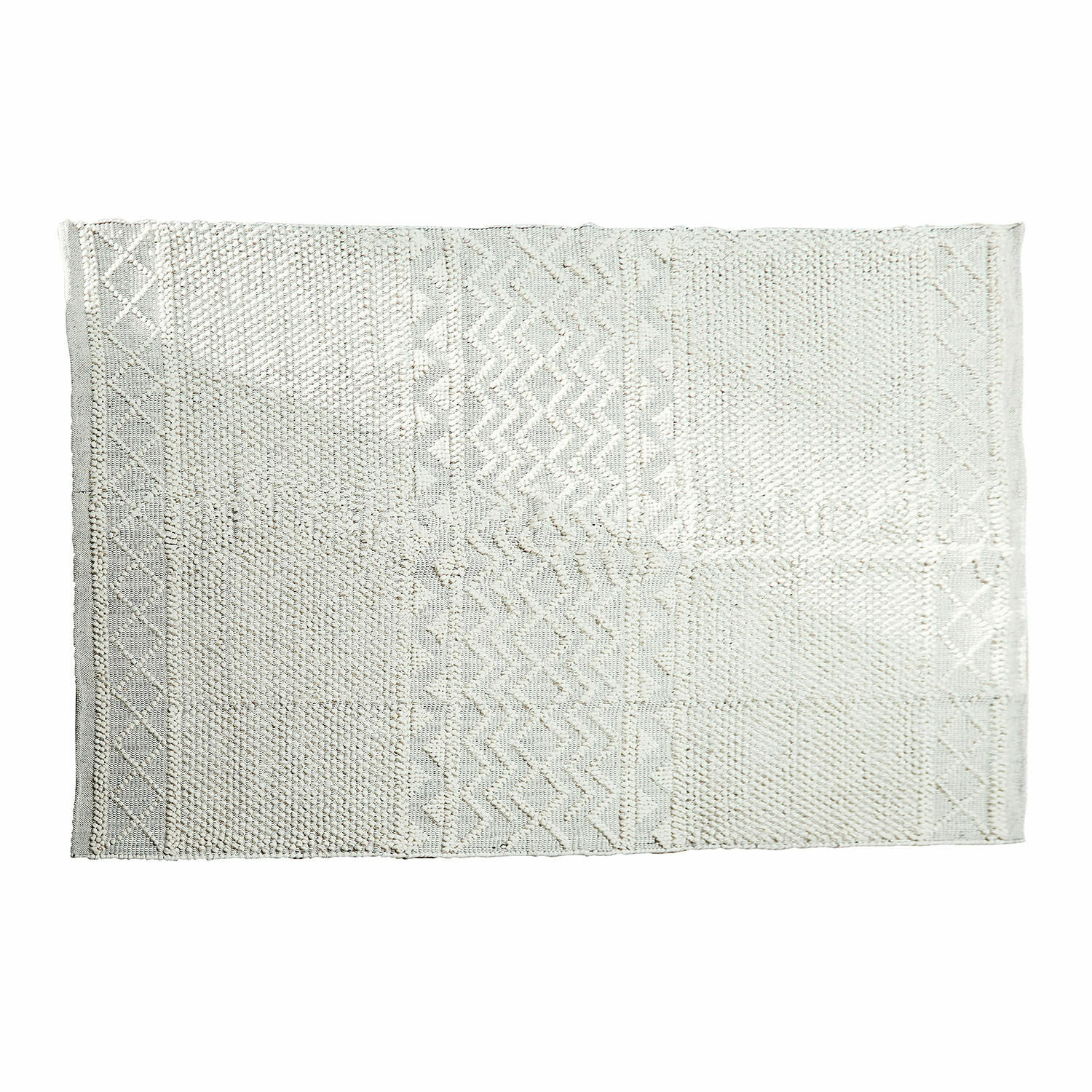 Teppich Hadir Weisser Baumwollteppich mit geometrischem Muster, weich und dekorativ für Innenräume