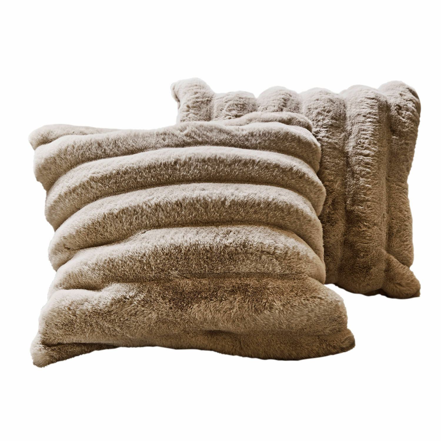 Kissenhülle 2er Set Caelira Weiche beige Dekokissen aus Fellimitat, ideal für gemütliche Wohnräume
