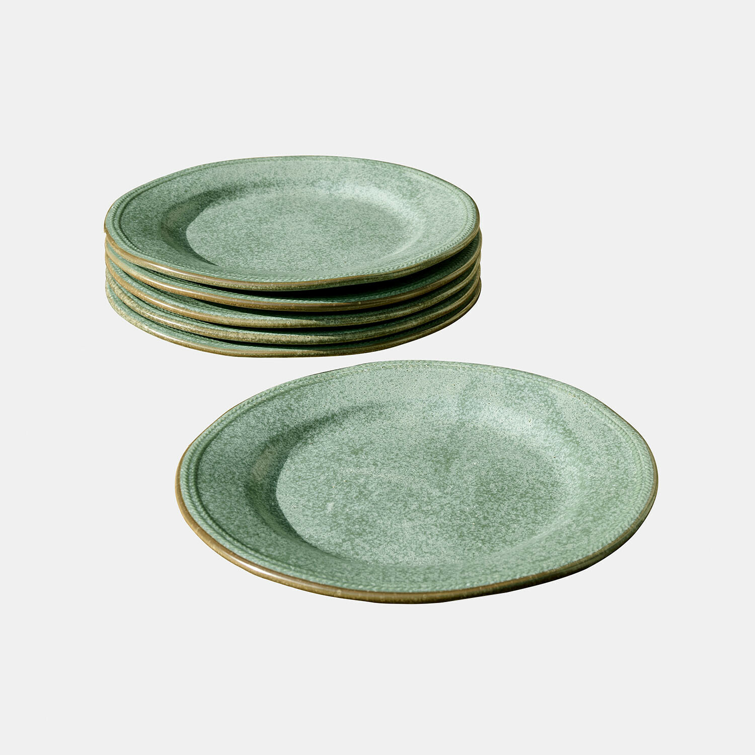 grün 6-teiliges Norrvik Teller-Set aus grüner Keramik mit rustikalem Design für den Alltag