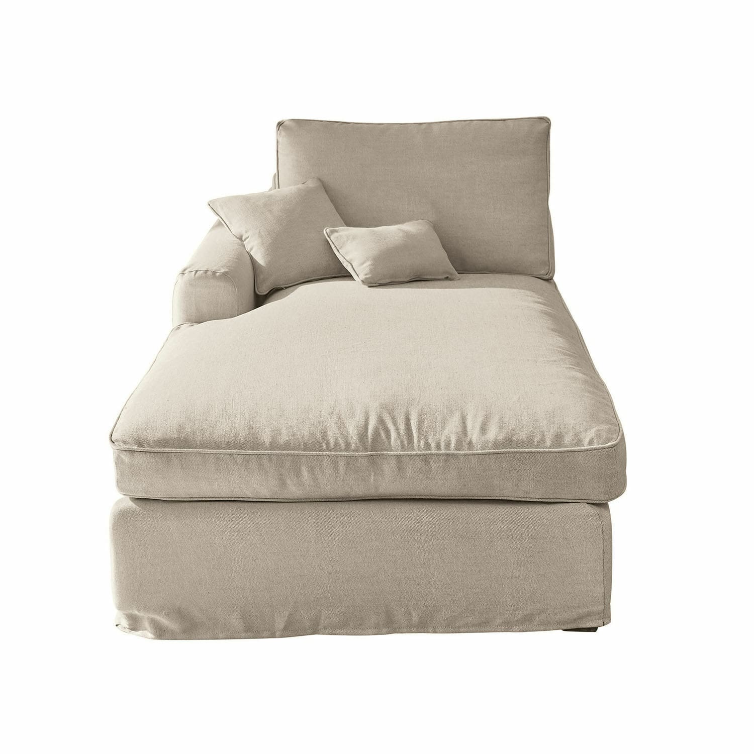 Beige Chaiselongue Seaford aus Stoff, bequemer Loungesessel für das Wohnzimmer