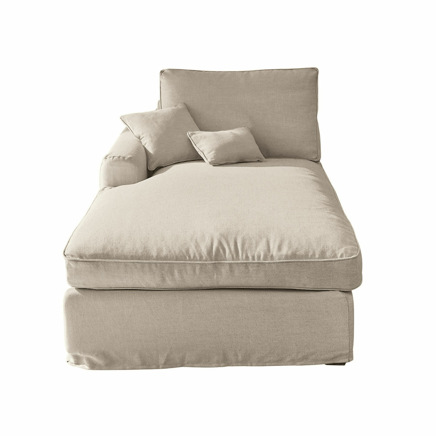 beige Beige Chaiselongue Seaford aus Stoff, bequemer Loungesessel für das Wohnzimmer