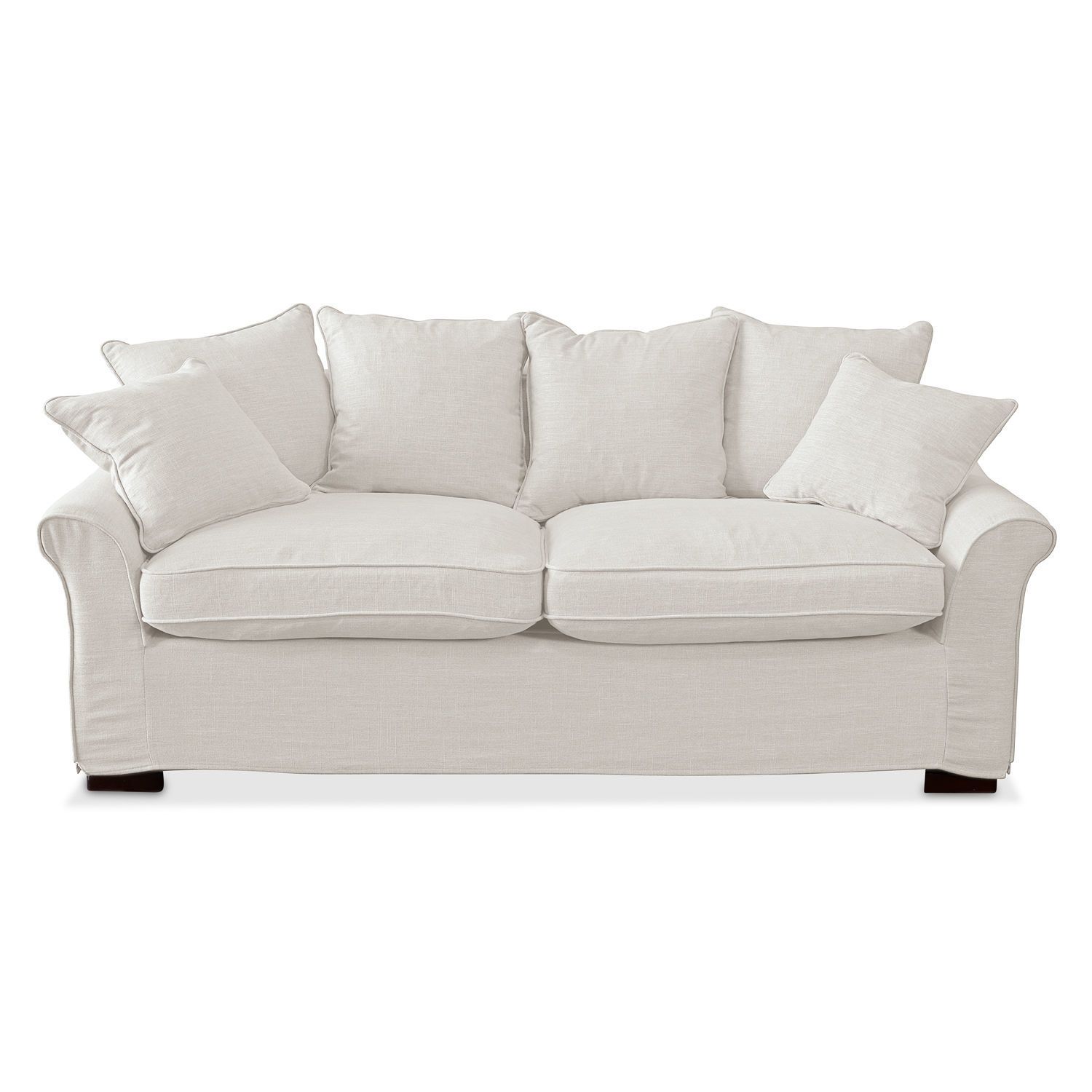 creme Sofa Long Beach aus cremefarbenem Stoff, bequemes und stilvolles Wohnzimmermöbel