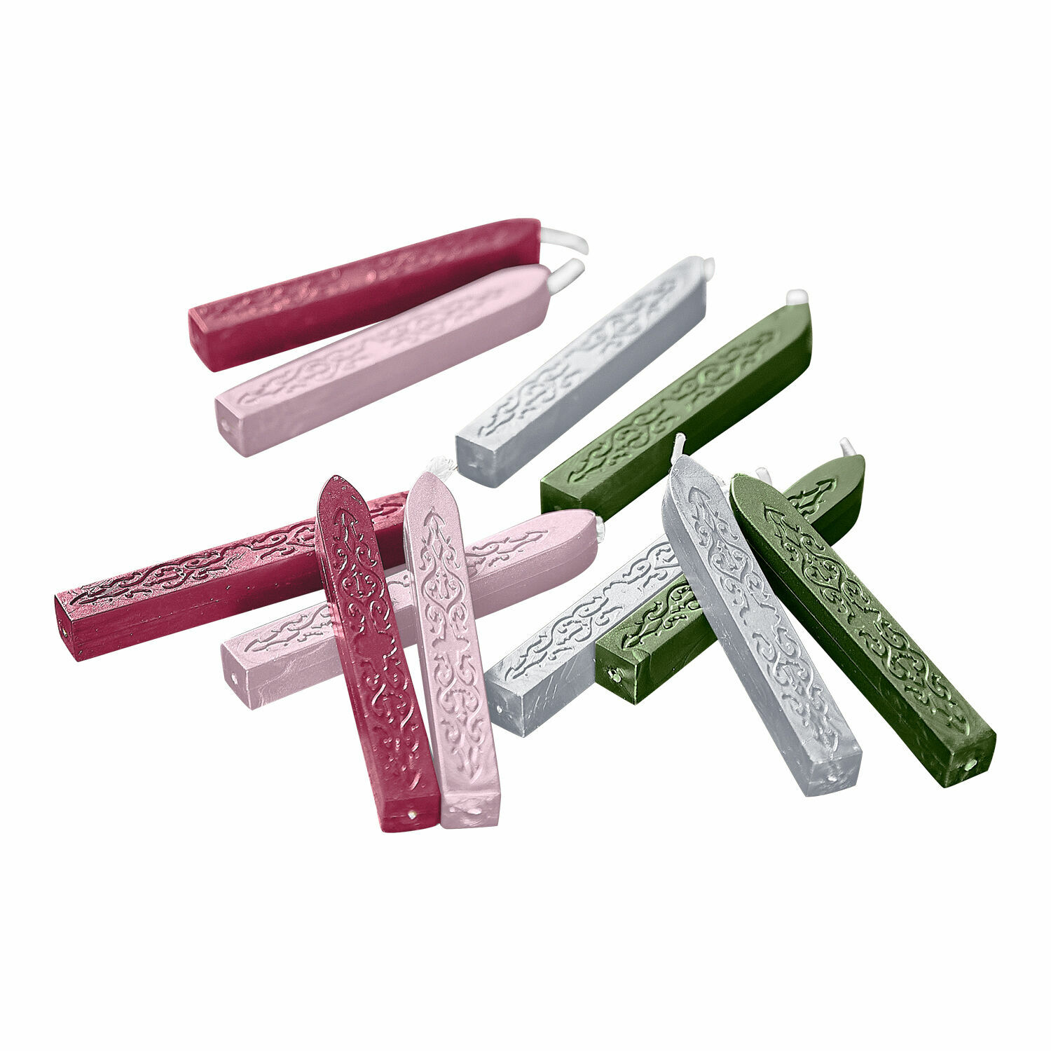 bunt 12er-Set bunte Siegelwachsstangen mit dekorativem Muster, ideal zum Basteln und Dekorieren