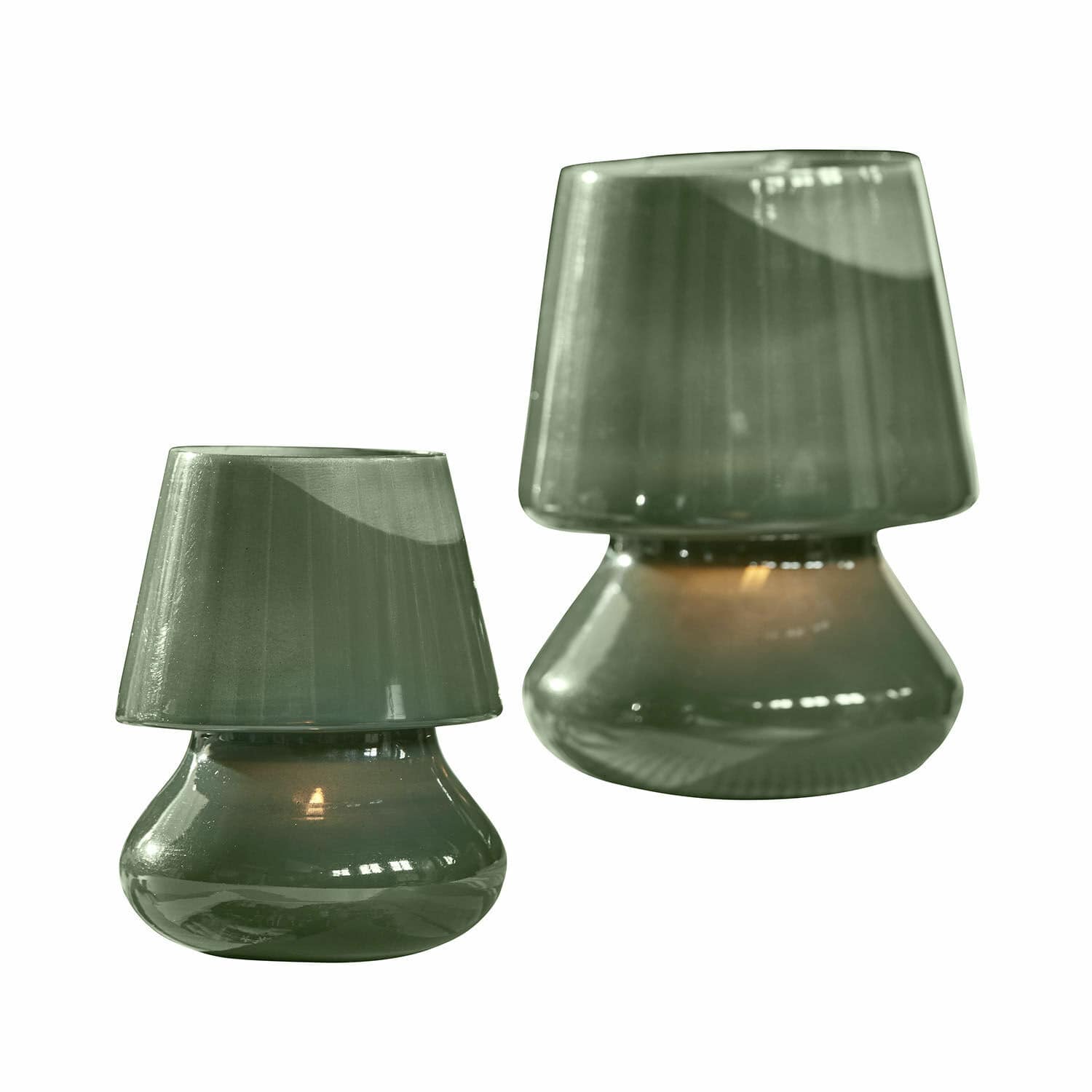 Windlicht 2er Set Sorrivella Set aus zwei grünen Glaslaternen mit Kerzenhalter, stilvolle Wohndekoration
