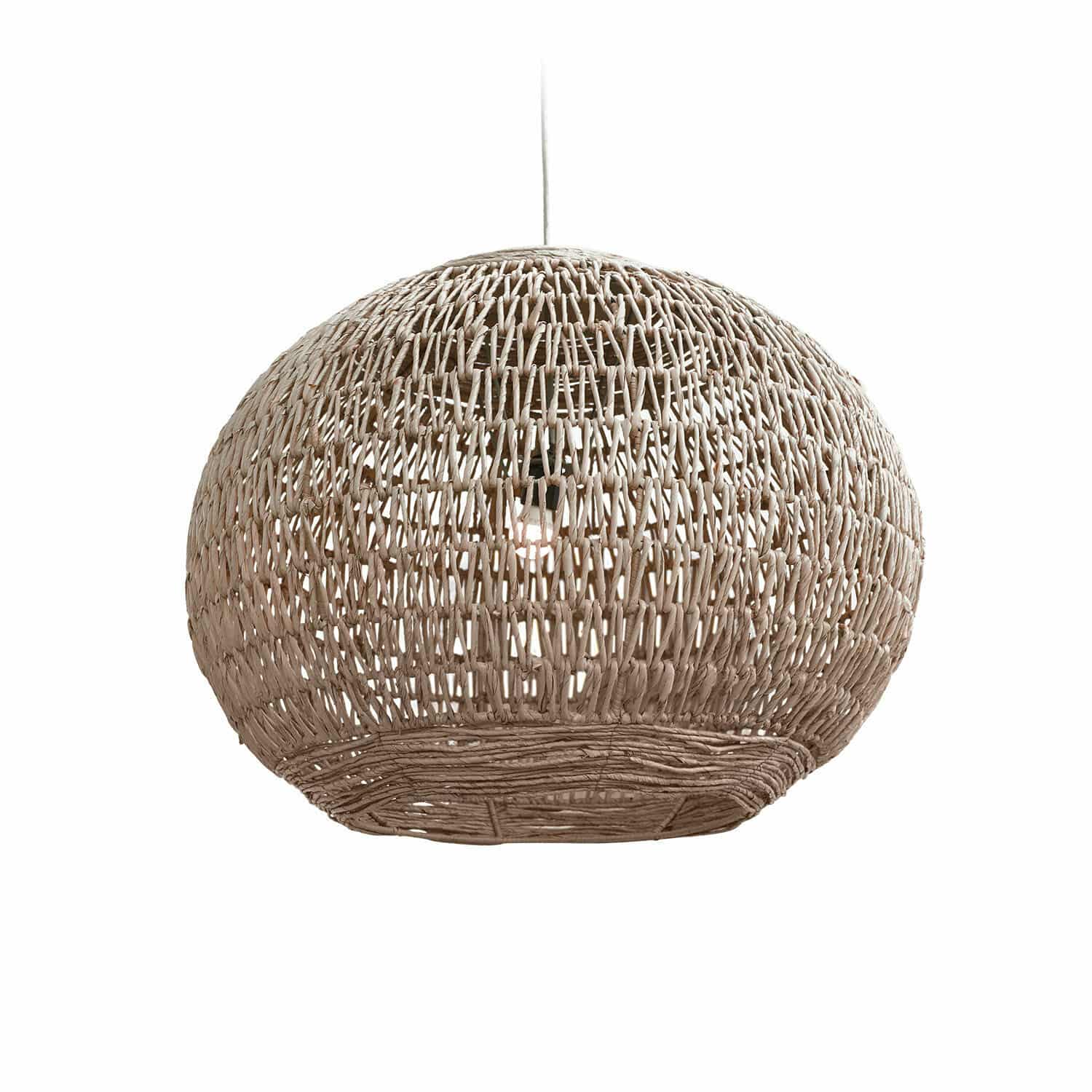 Lampenschirm Fexilor Hängeleuchte aus geflochtenem Rattan in Naturfarbe, dekorative Deckenleuchte für das Wohnzimmer