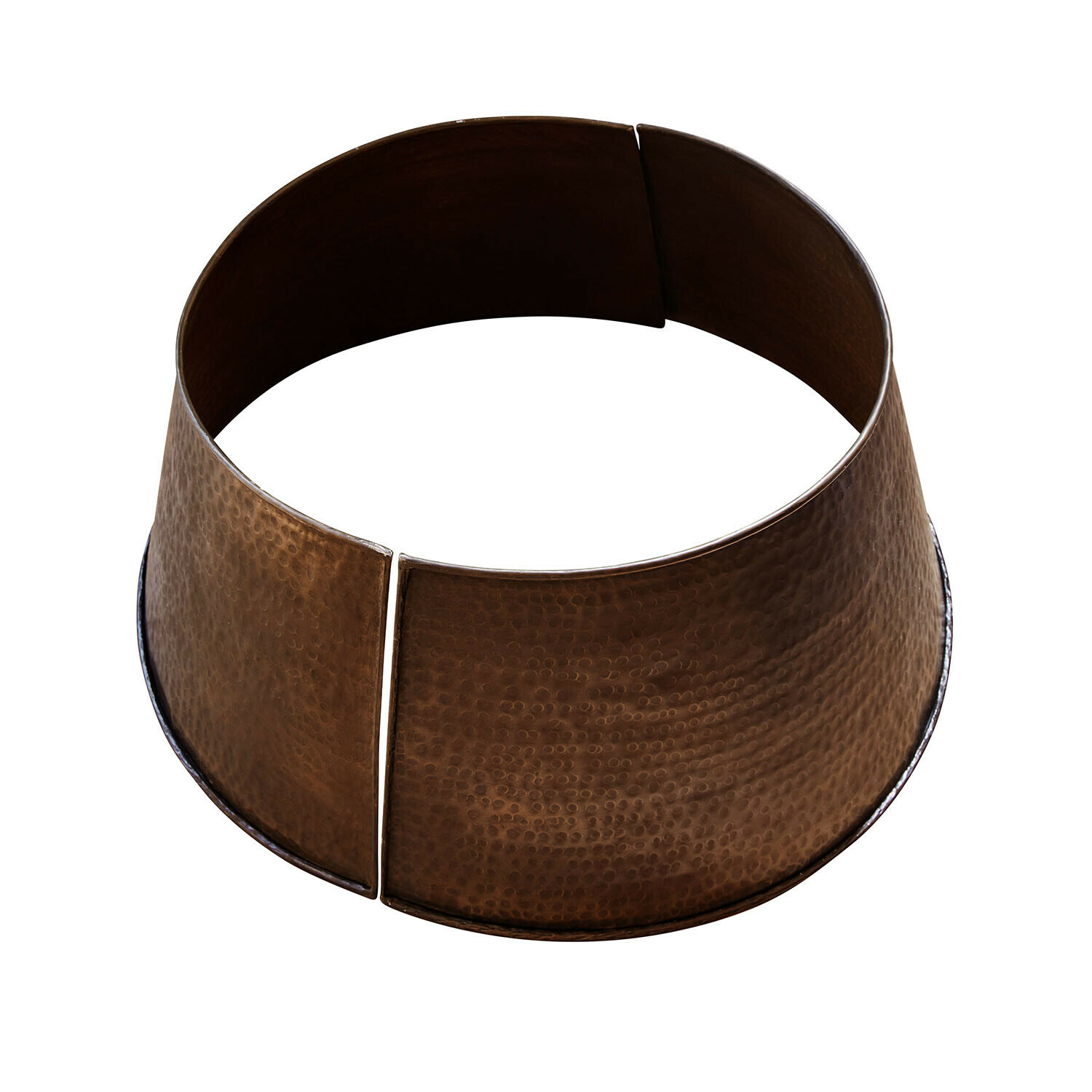 Weihnachtsbaumumrandung Omeyra Brauner, gehämmerter Metallring mit breiter Form als dekoratives Wohnaccessoire