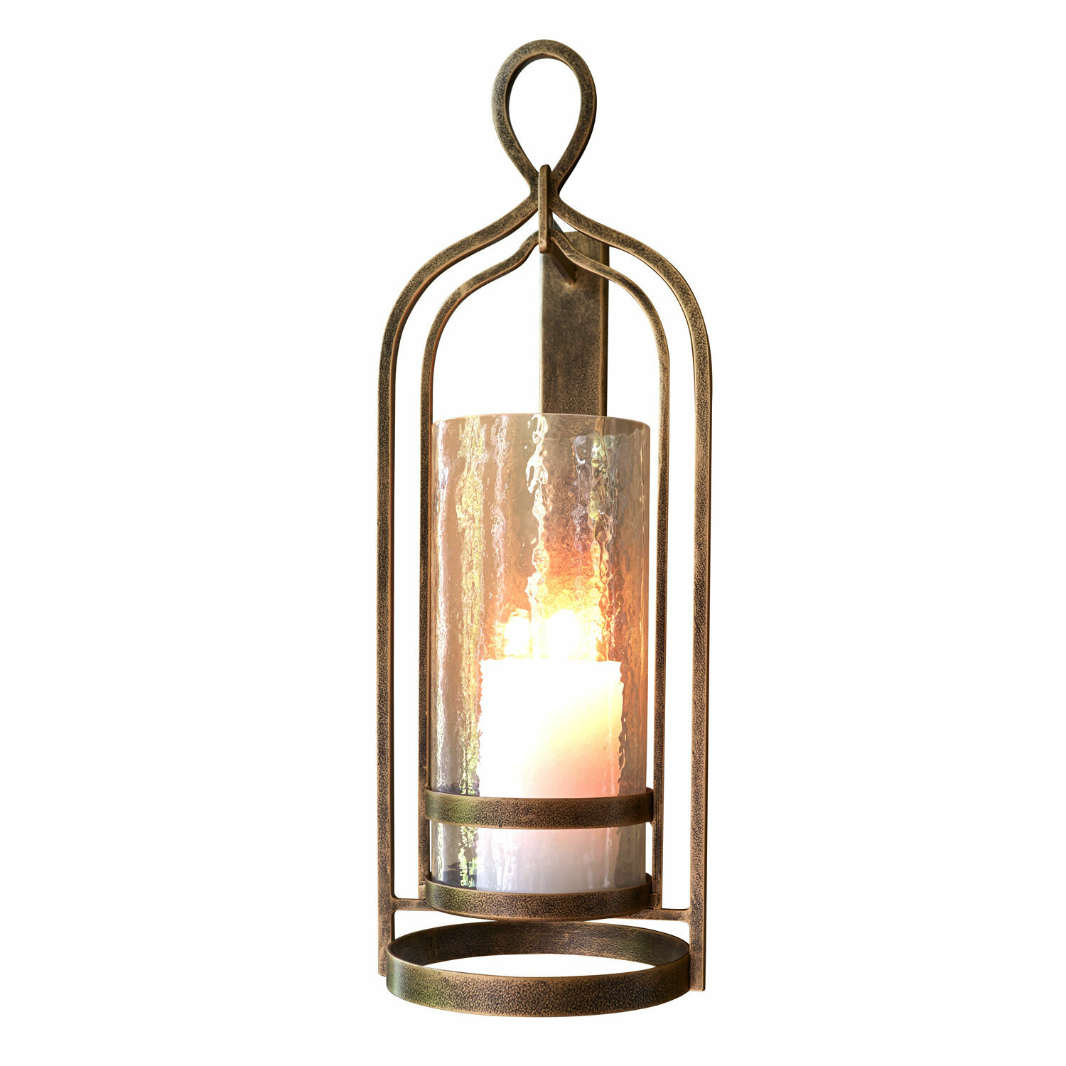 Wandkerzenhalter Biserre Wandlampe aus Metall in Messingoptik mit klarem Glas und LED-Kerze für Wohnraumdekoration