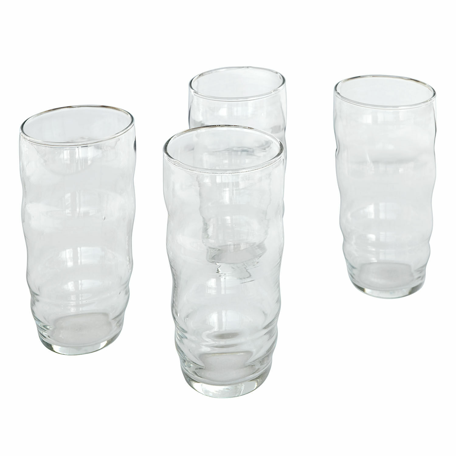 4-teiliges Set klare Tournavin-Gläser aus hochwertigem Glas mit wellenförmigem Design