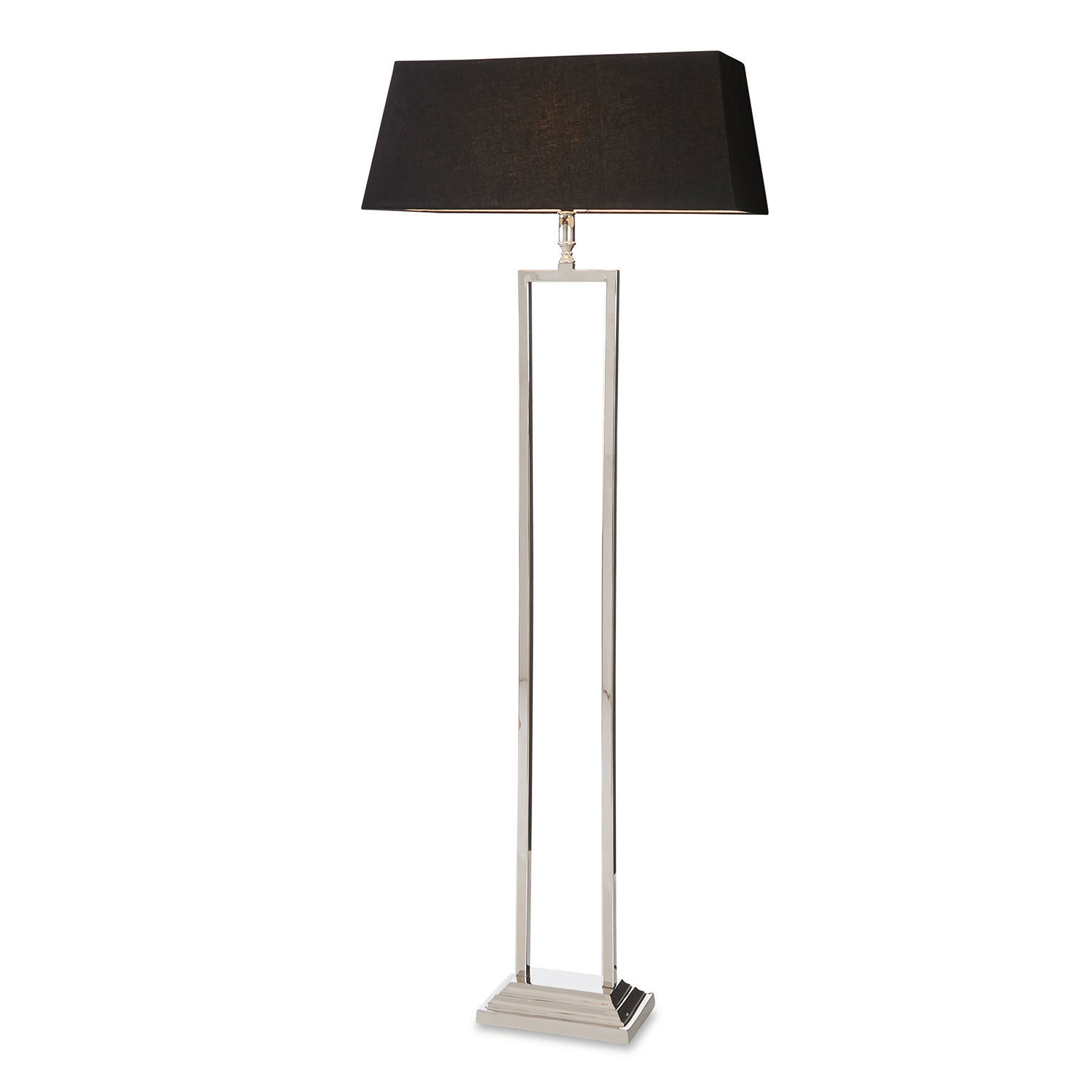 Stehlampe Barki Moderne Stehleuchte aus Edelstahl mit schwarzem Lampenschirm für ein stilvolles Wohnzimmer
