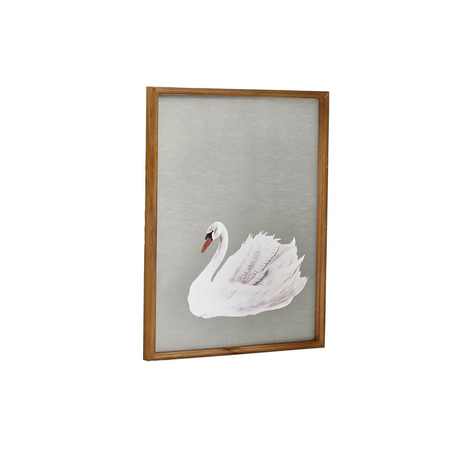 Bild Cariella Bild mit weissem Schwan auf grauem Hintergrund in Holzrahmen, elegante Wanddekoration