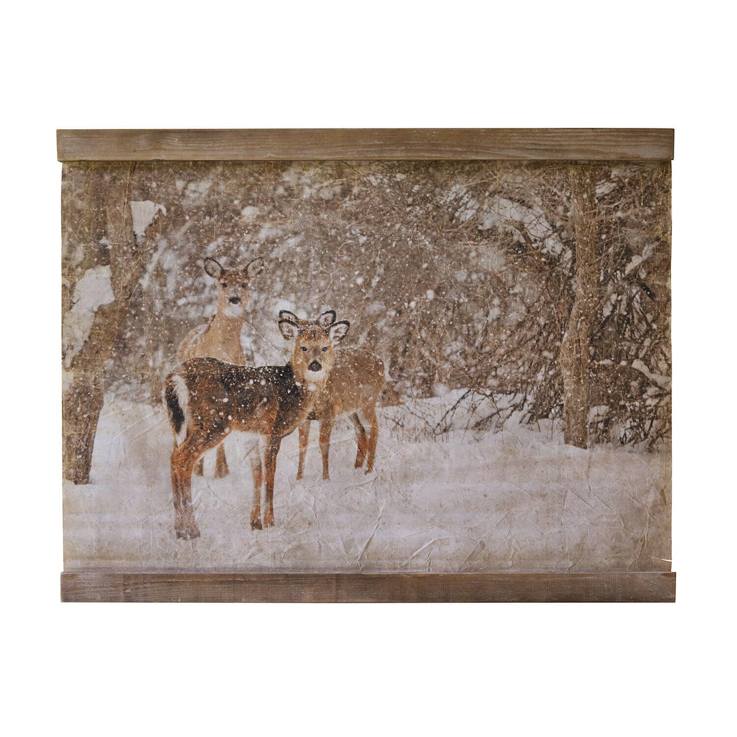 Wandbild Trenaya Leinwandbild mit winterlicher Waldszene und zwei Rehen, Holzrahmen, Wanddekoration