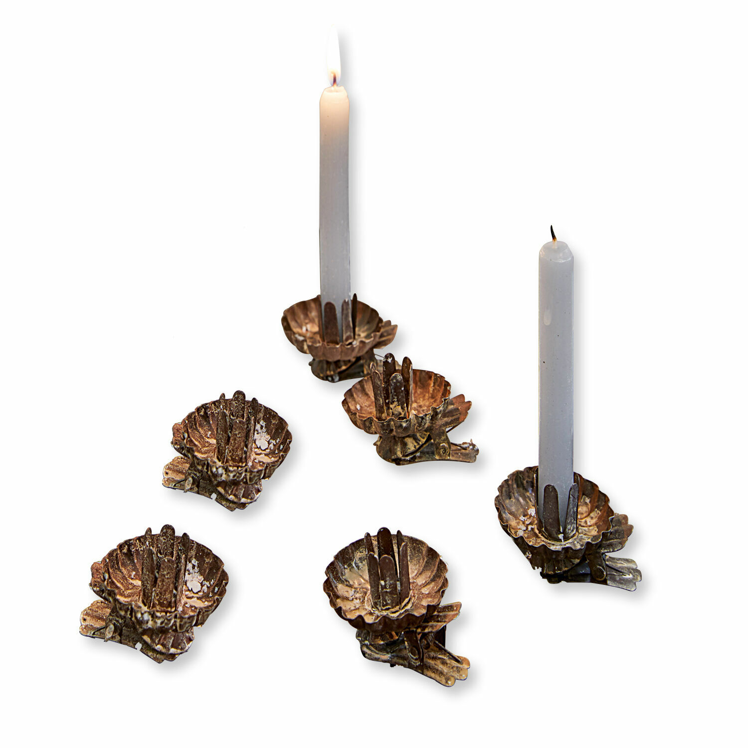 Kerzenhalter 6er Set Hermel Set aus kupferfarbenen Metallkerzenhaltern mit Klammer für Tisch- und Wohnungsdekoration