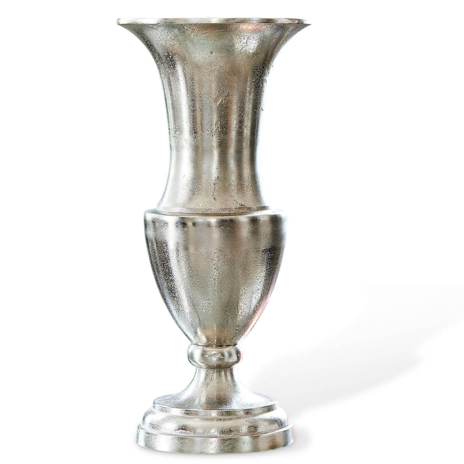 Vase Gilberta Dekorative Metallvase in Silber mit klassischem Design für Wohn- und Gartenbereiche