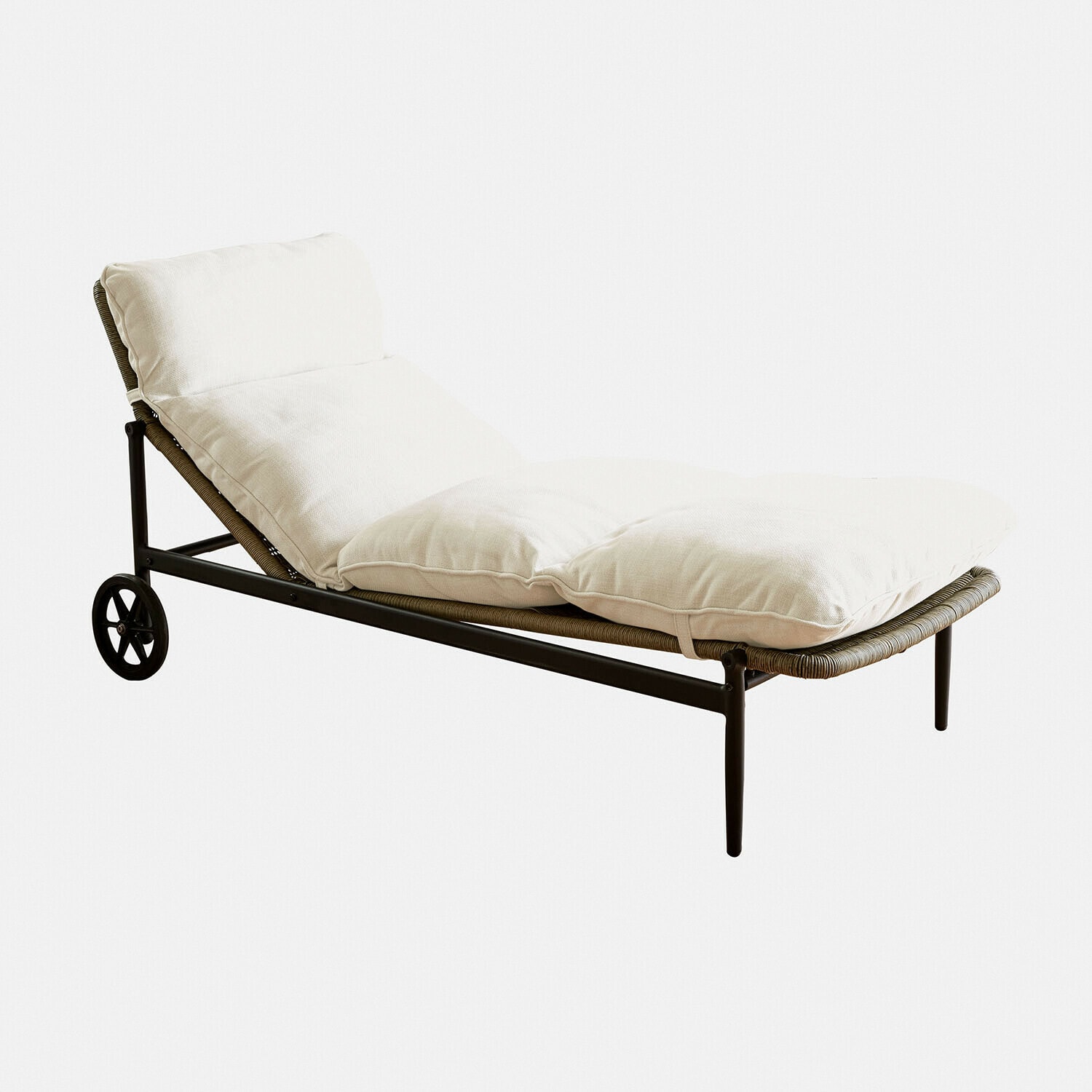 Lounger Langforda Gartenliege mit Metallrahmen und cremefarbenem Polster, bequeme Outdoor-Möbel zum Entspannen