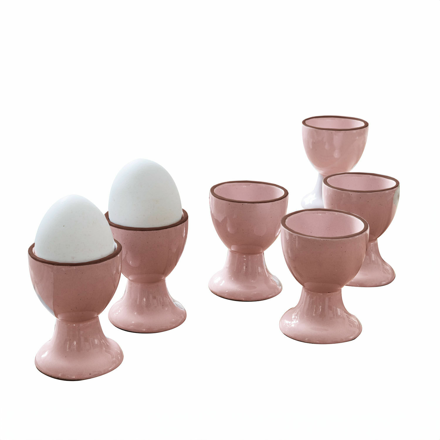 rosa 6er-Set rosa Keramik-Eierbecher Biarritz für Frühstück und Küchendekoration