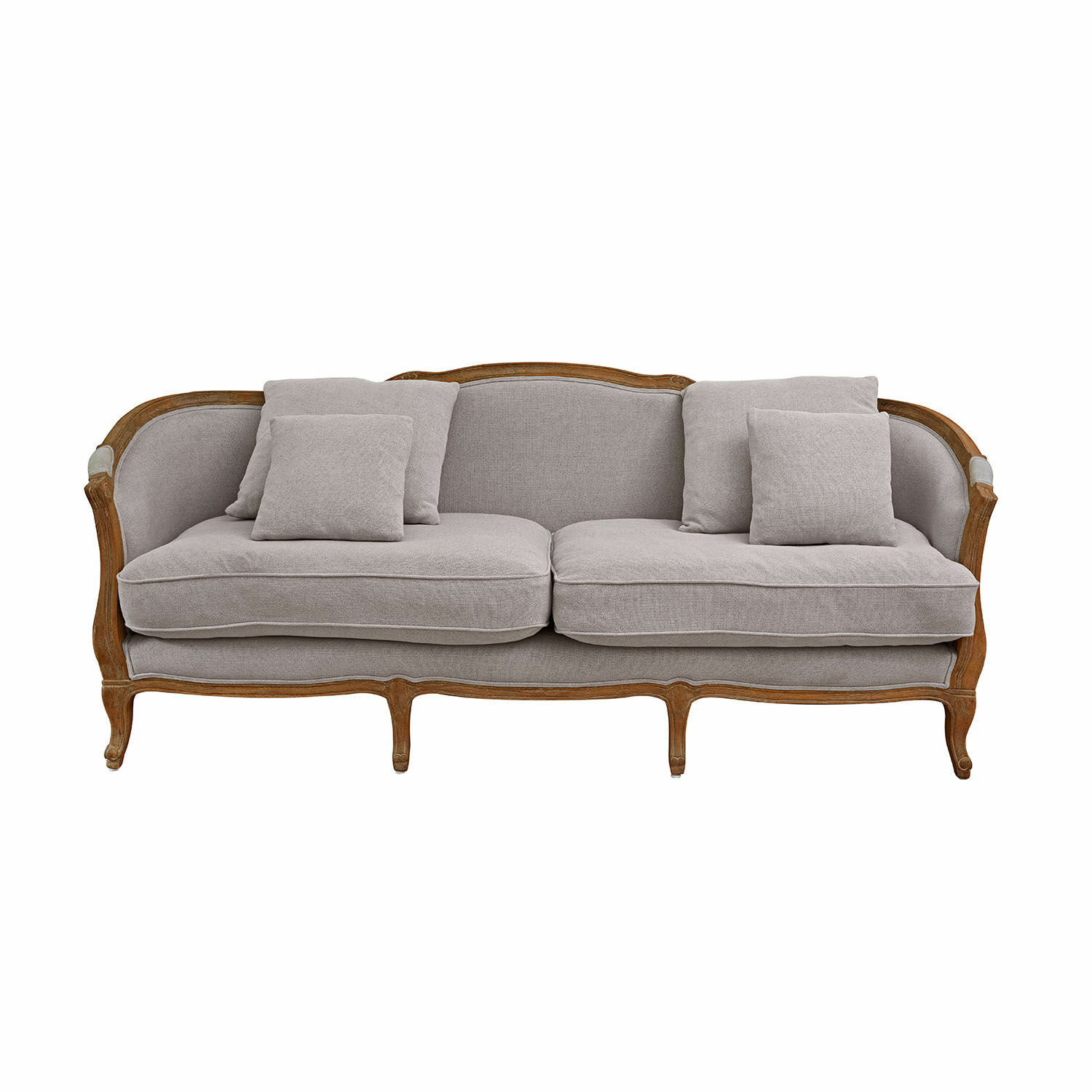 hellgrau Sofa Monneville in hellgrauem Stoff mit Holzrahmen, elegantes Wohnzimmermöbel