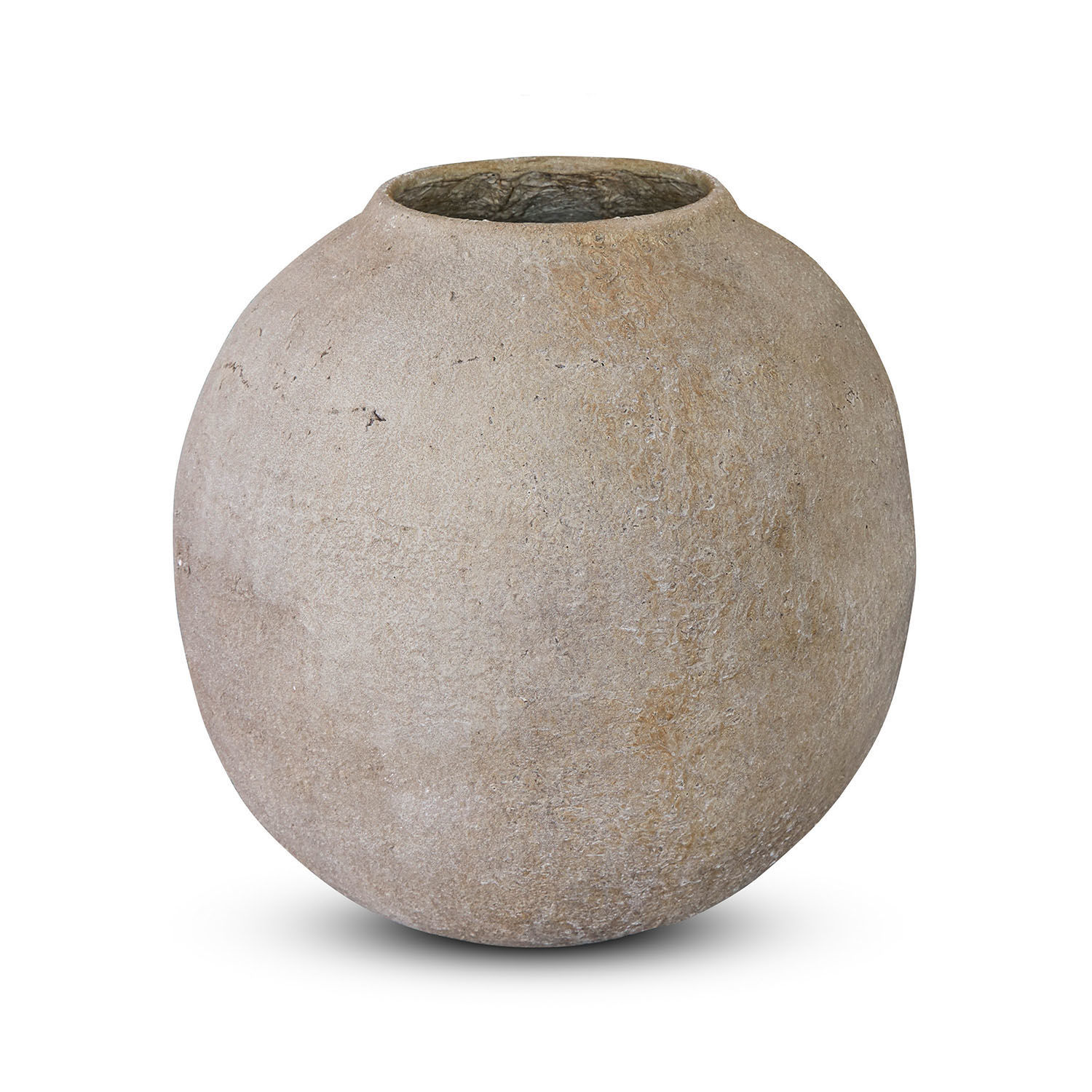 Vase Samai Runde Blumenvase aus naturbelassenem Ton in Beige für Wohn- und Gartendekoration
