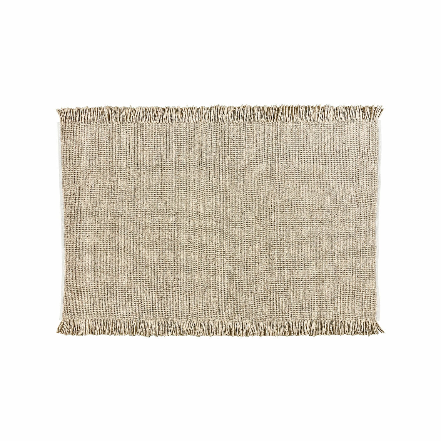 Teppich Levraut Beiger Teppich mit Fransen aus Naturmaterial, ideal für Wohnräume und Böden