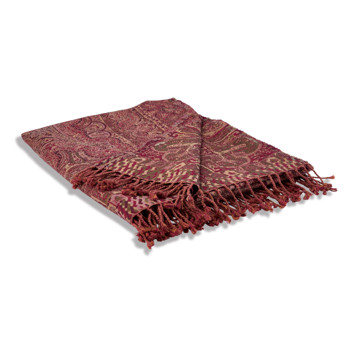 Plaid Nugère Roter Plaid mit Paisley-Muster und Fransen, weiches Material, dekorative Wohndecke