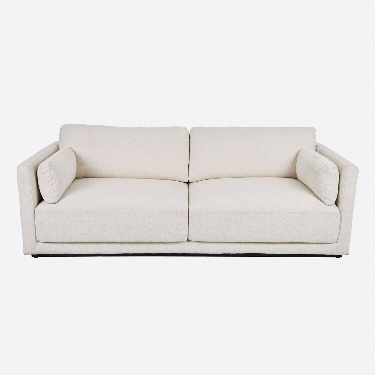 Sofa Thamira Moderne cremefarbene Couch mit weichem Stoff und zwei Seitenteilen für Wohnzimmer