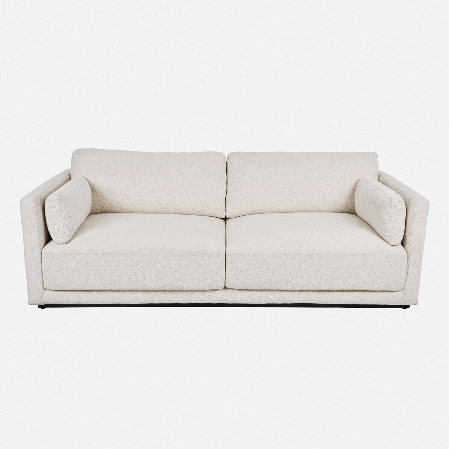 Sofa Thamira Moderne cremefarbene Couch mit weichem Stoff und zwei Seitenteilen für Wohnzimmer