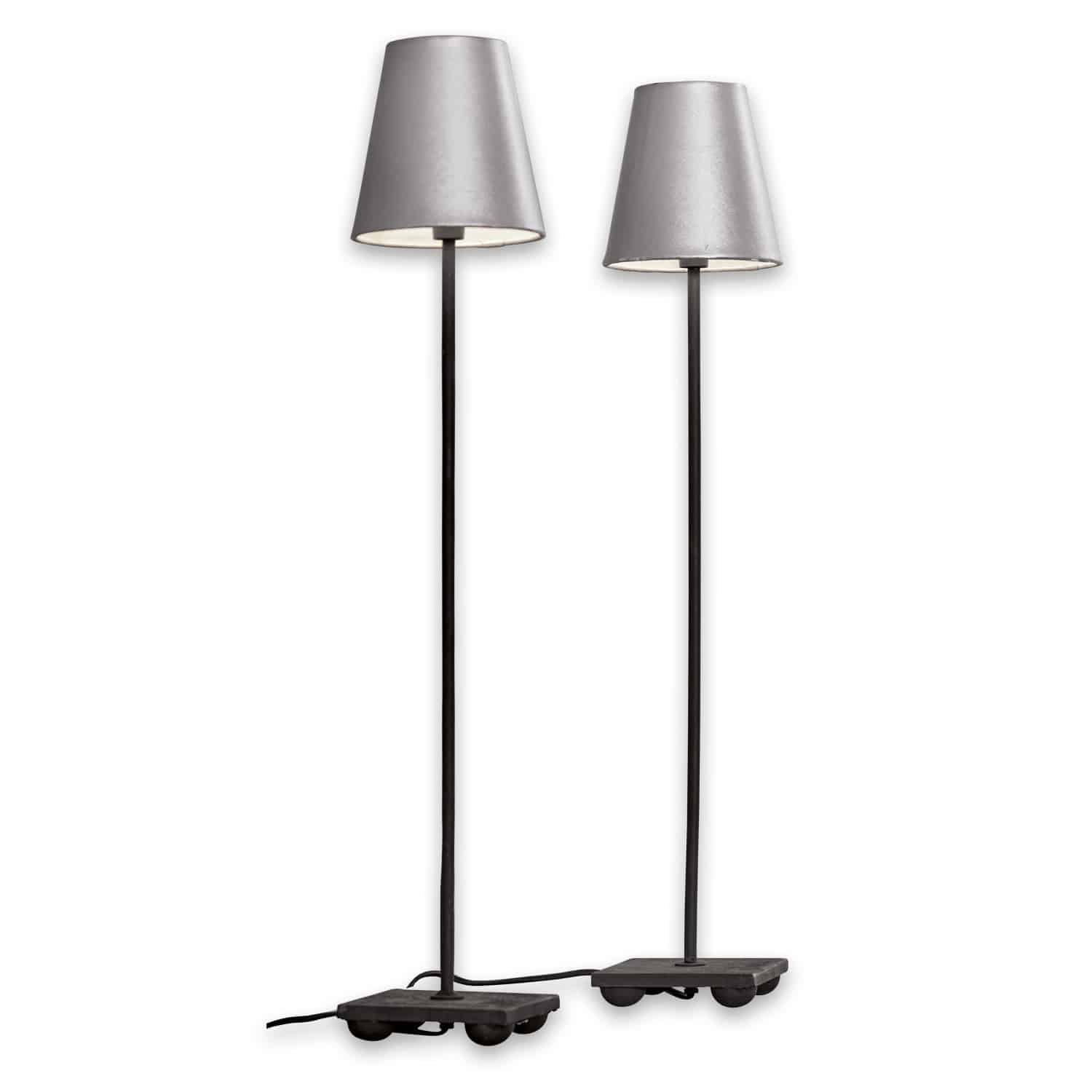 antiksilber/schwarz Zweier-Set Tischlampen Filia in Antiksilber und Schwarz aus Metall und Stoff für Wohnräume