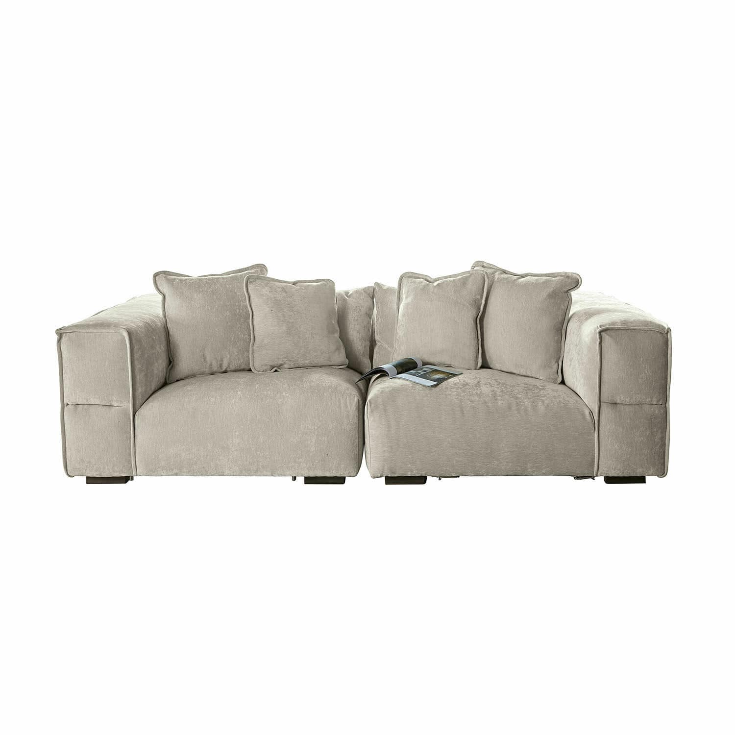 Sofa Gémonville Beige Couch aus weichem Stoff mit Kissen, modernes Wohnzimmermöbel für Komfort