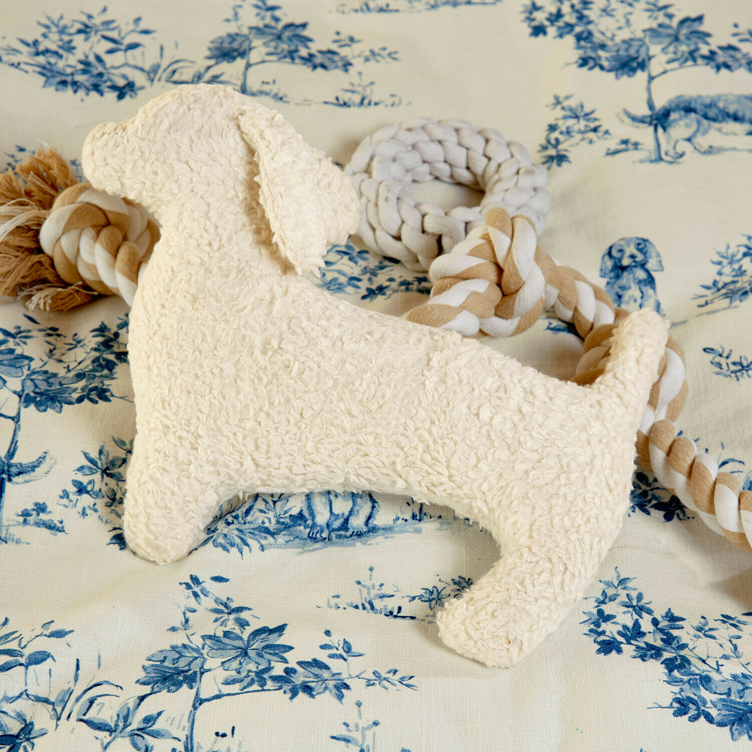 Beige Plüsch-Hundespielzeug mit Baumwollkordel zum Kauen und Spielen