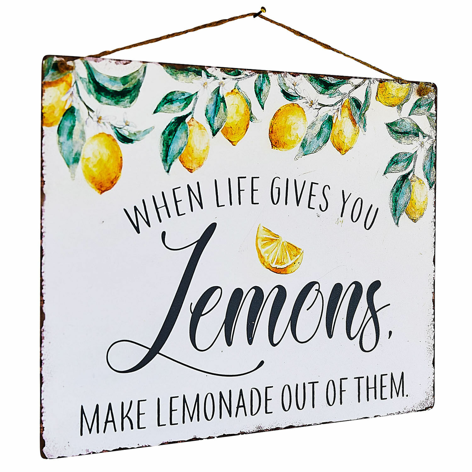 Deko-Schild Palerina Metall-Wandschild mit Zitronenmotiv und Spruch zum Thema Limonadenherstellung