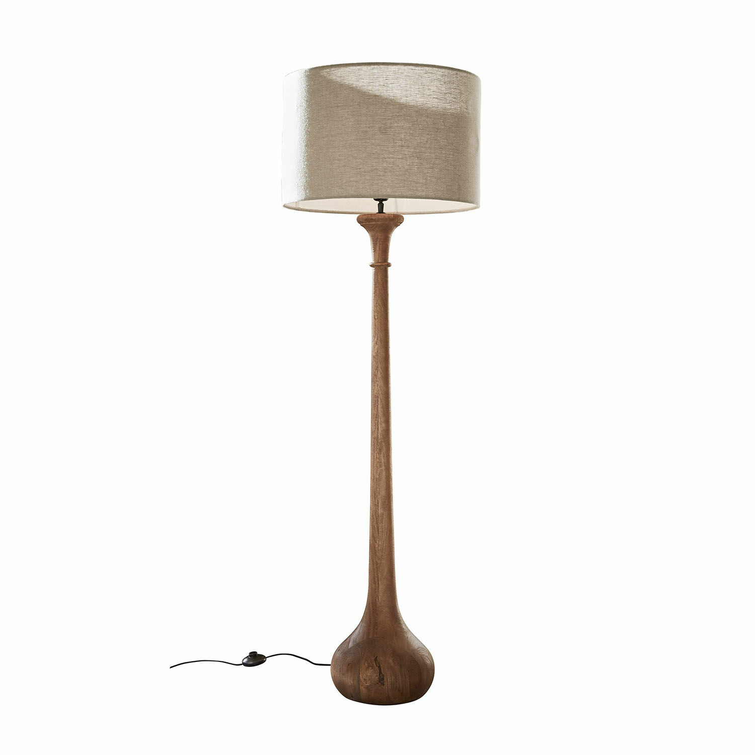 Stehlampe Andrées Stehlampe mit Holzfuss und beigem Stoffschirm, modernes Design für das Wohnzimmer