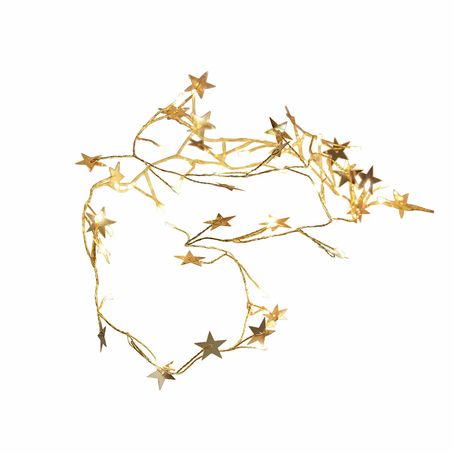 Lichterkette Vernham Feine Lichterkette mit goldfarbenen Metallsternen für festliche Dekoration