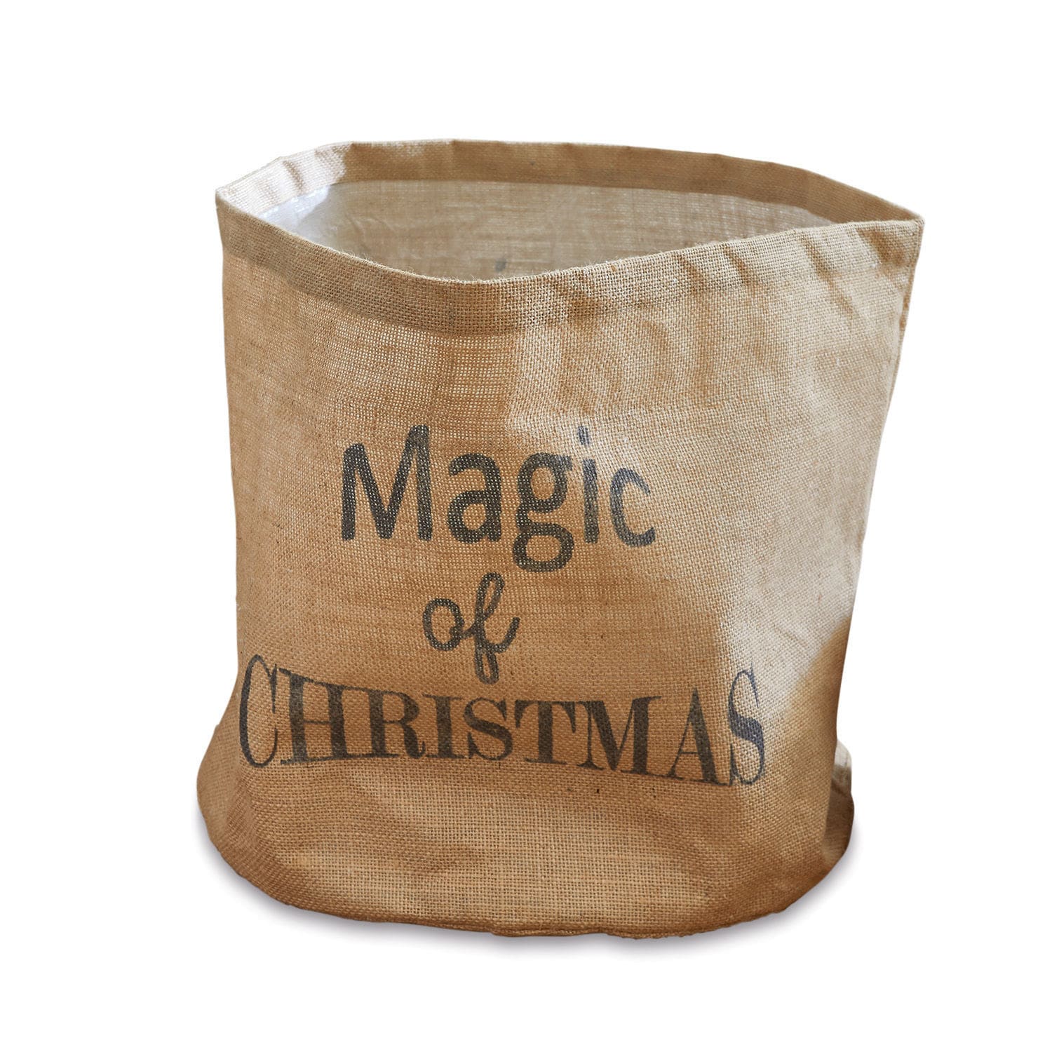 Stoffkorb Magic Beiger Jutesack mit Aufdruck «Magic of Christmas» für weihnächtliche Dekoration