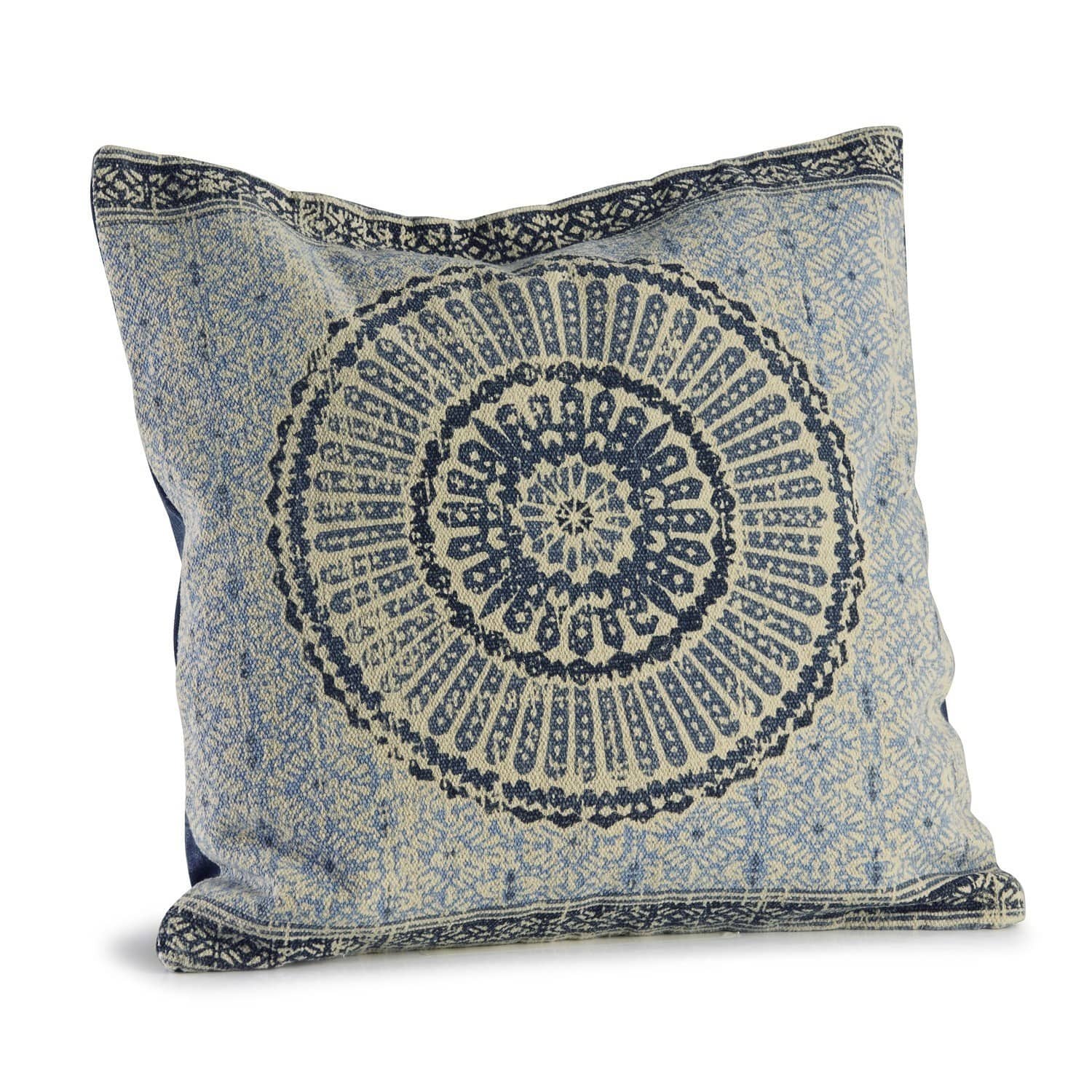 Kissen Kelcie Dekorativer Baumwoll-Kissenbezug in Blau mit geometrischem Muster für Wohnräume