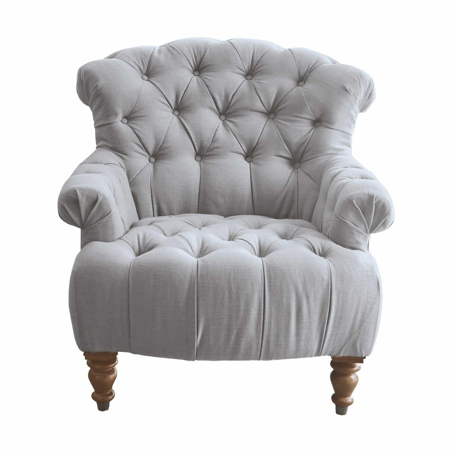 graublau Graublauer Springfield-Sessel aus Stoff mit gesteppter Rückenlehne und Holzbeinen für das Wohnzimmer