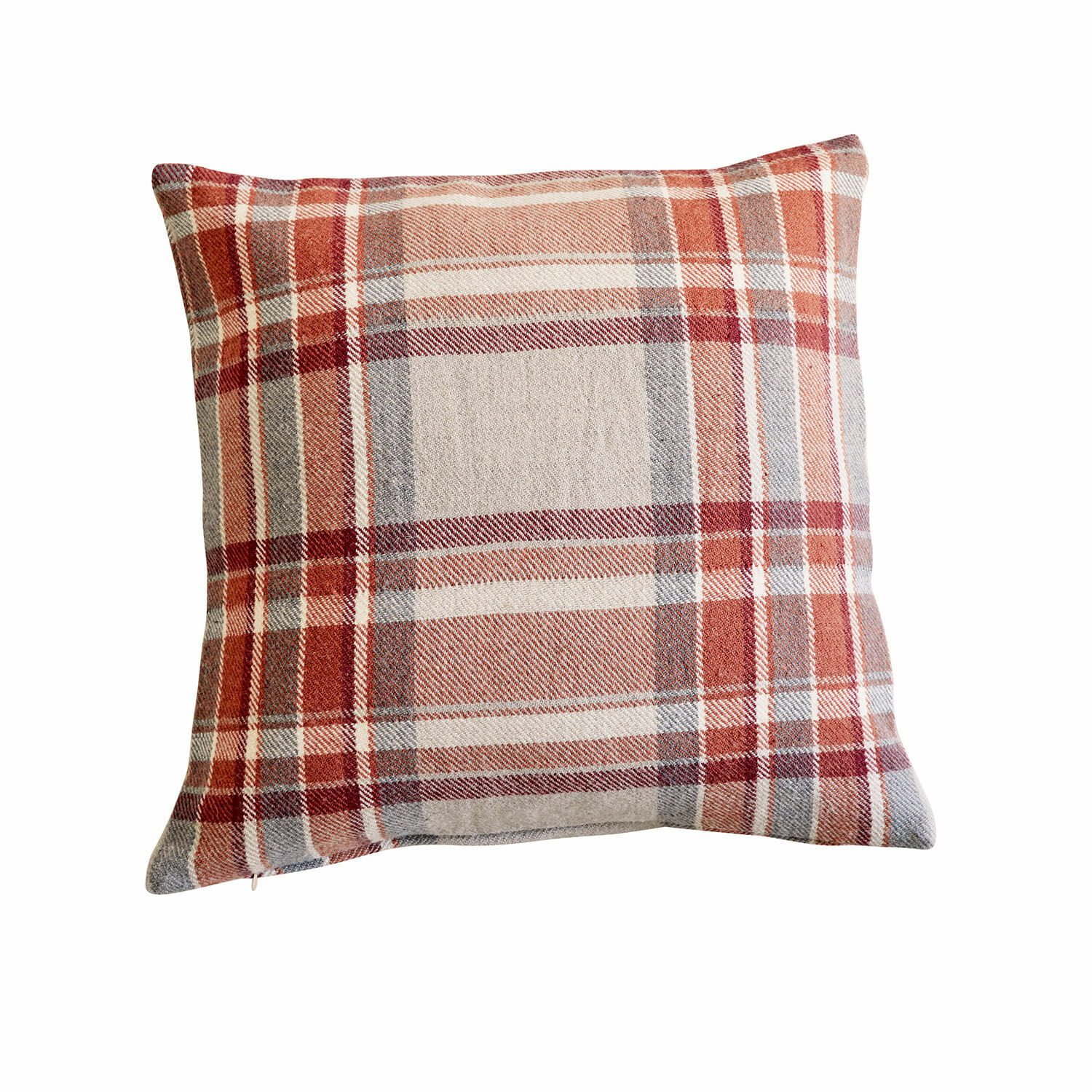 Kissenhülle Tartan Dekoratives Kissen mit kariertem Muster in Rot- und Grautönen aus weichem Stoff