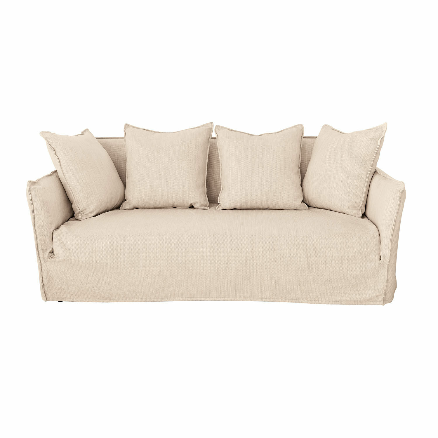 Beiges Sofa Ermesinde aus Stoff, bequem und stilvoll für Wohnzimmer oder Garten.