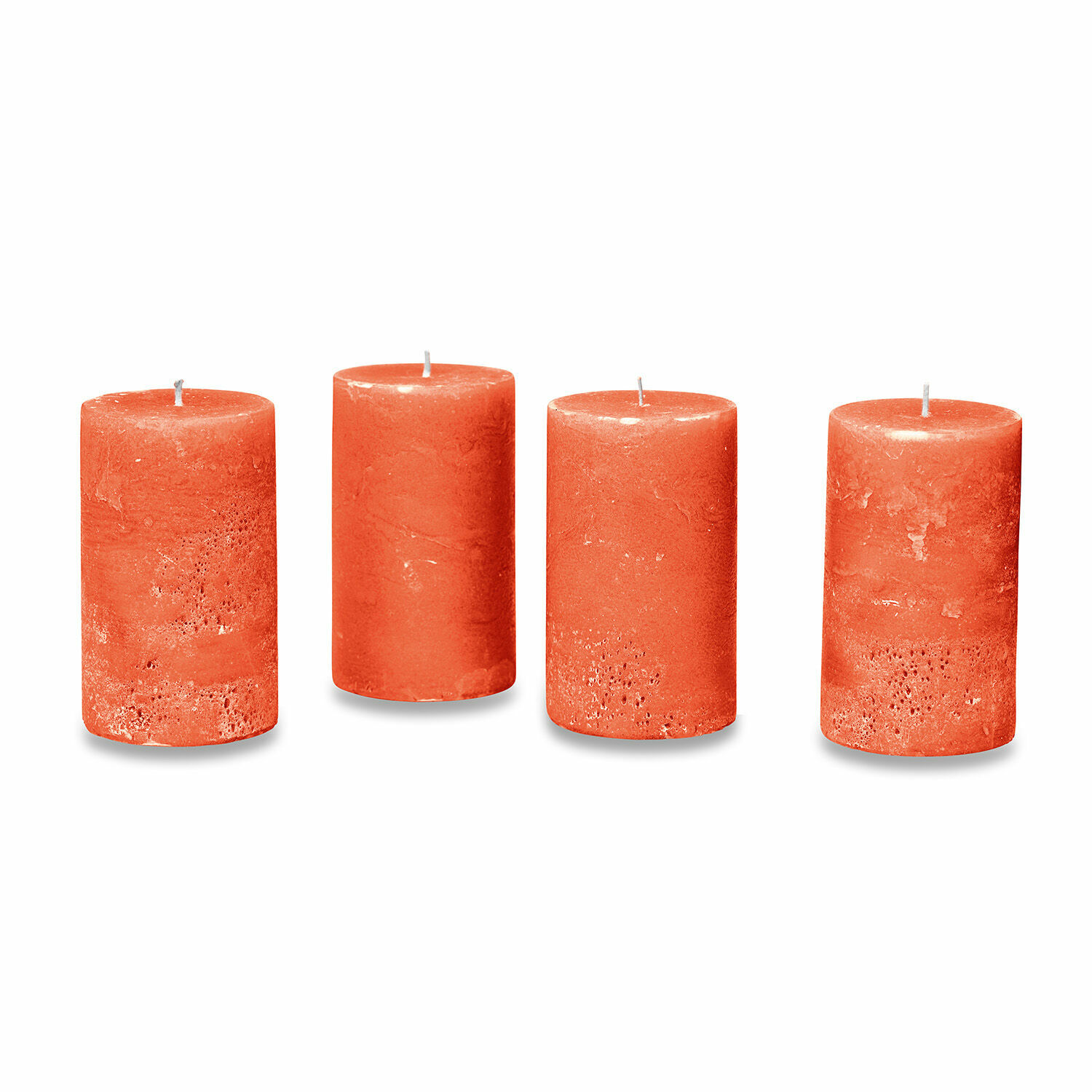 orange 4er-Set orangefarbener Braga-Kerzen aus Wachs, dekorative Wohnkerzen